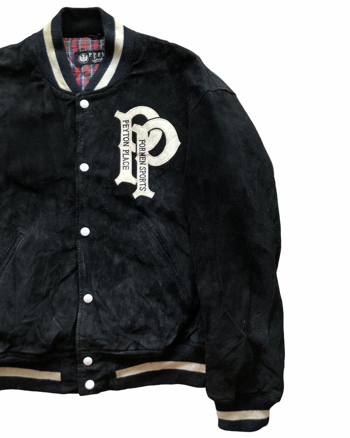PPFM 1990s PPFM Black Suede Leather Sports Varsity Jacket Size US M / EU 48-50 / 2 - 3 Thumbnail