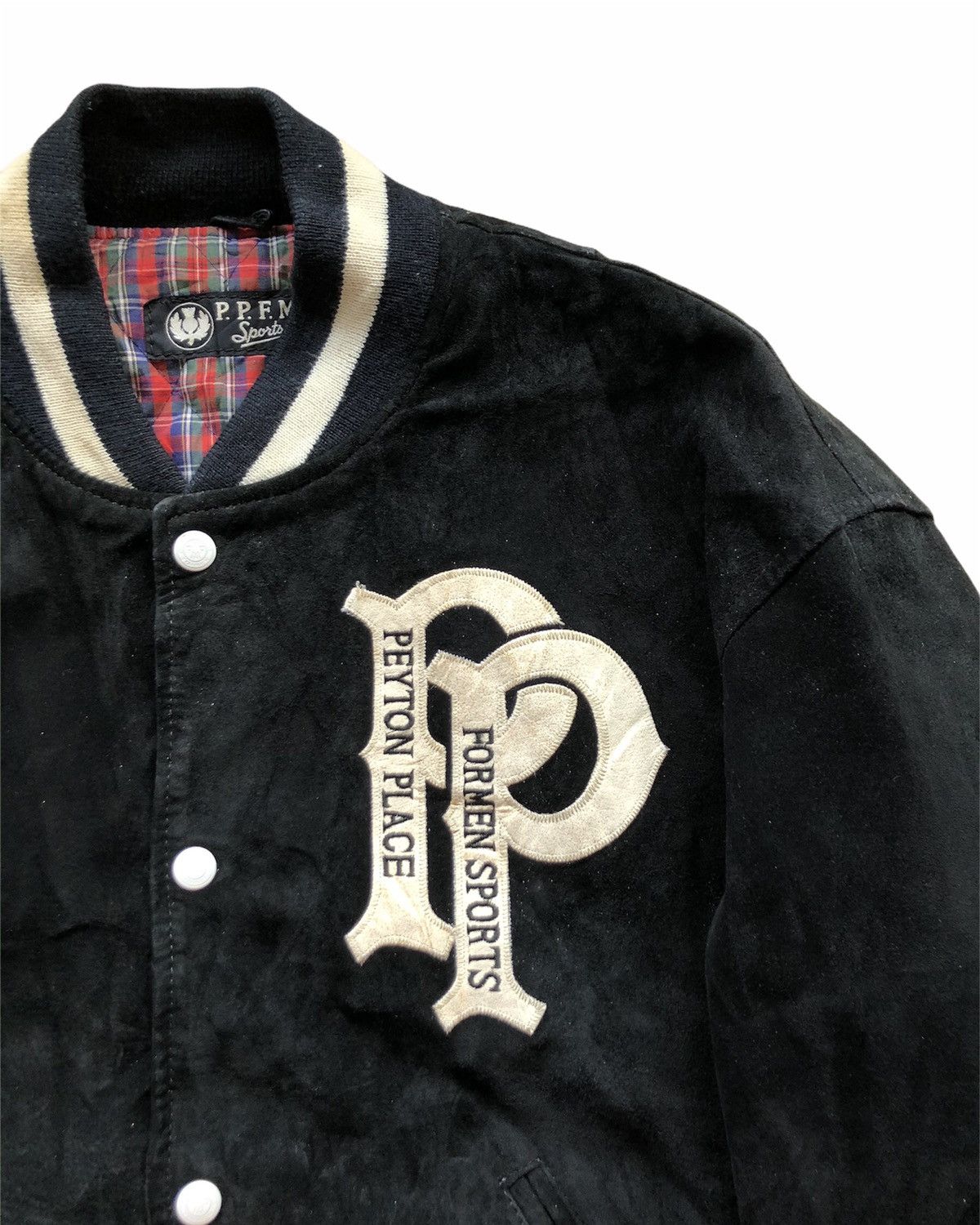PPFM 1990s PPFM Black Suede Leather Sports Varsity Jacket Size US M / EU 48-50 / 2 - 5 Thumbnail