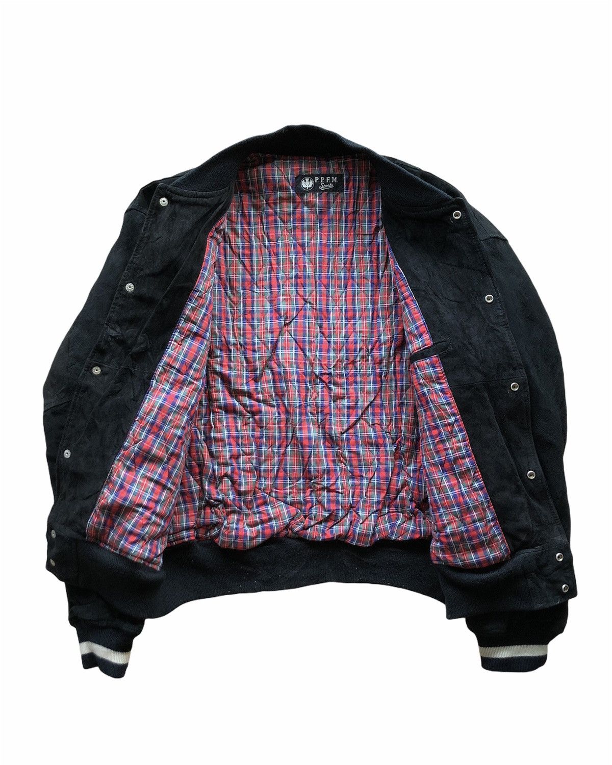 PPFM 1990s PPFM Black Suede Leather Sports Varsity Jacket Size US M / EU 48-50 / 2 - 6 Thumbnail