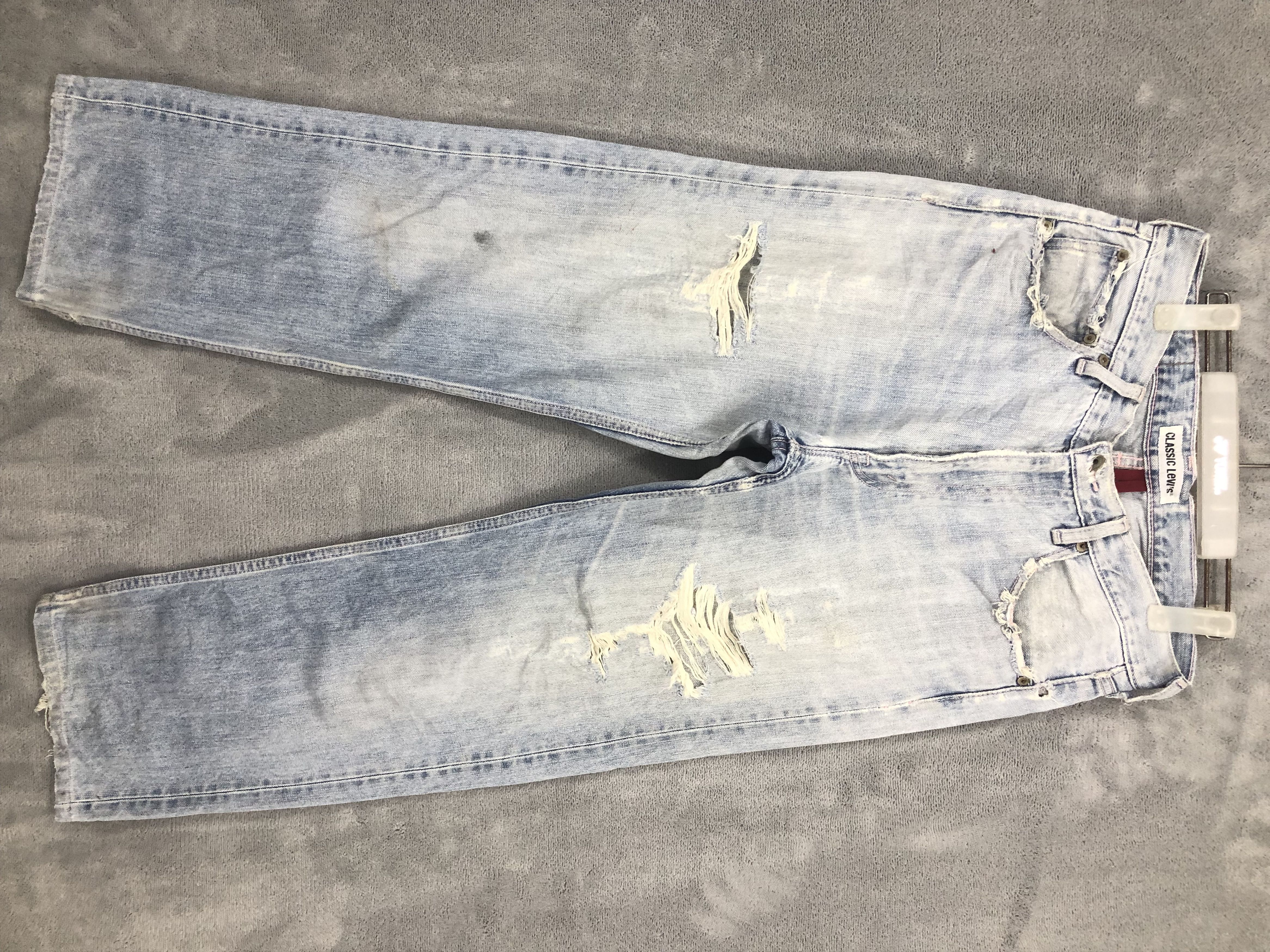 image of Vintage Levi's 503 Faded Blue Distressed Denim Jean, Men's (Size 30)