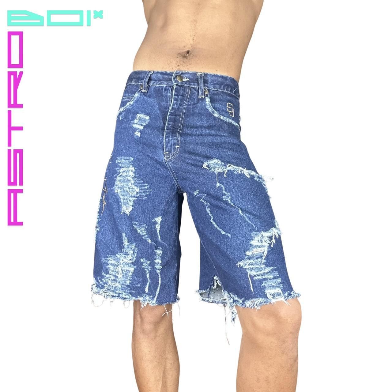 Sean John ASTROBOI* SEAN JEAN DISTRESSED BLUE DENIM SHORTS_ 30" Size US 30 / EU 46 - 2 Thumbnail