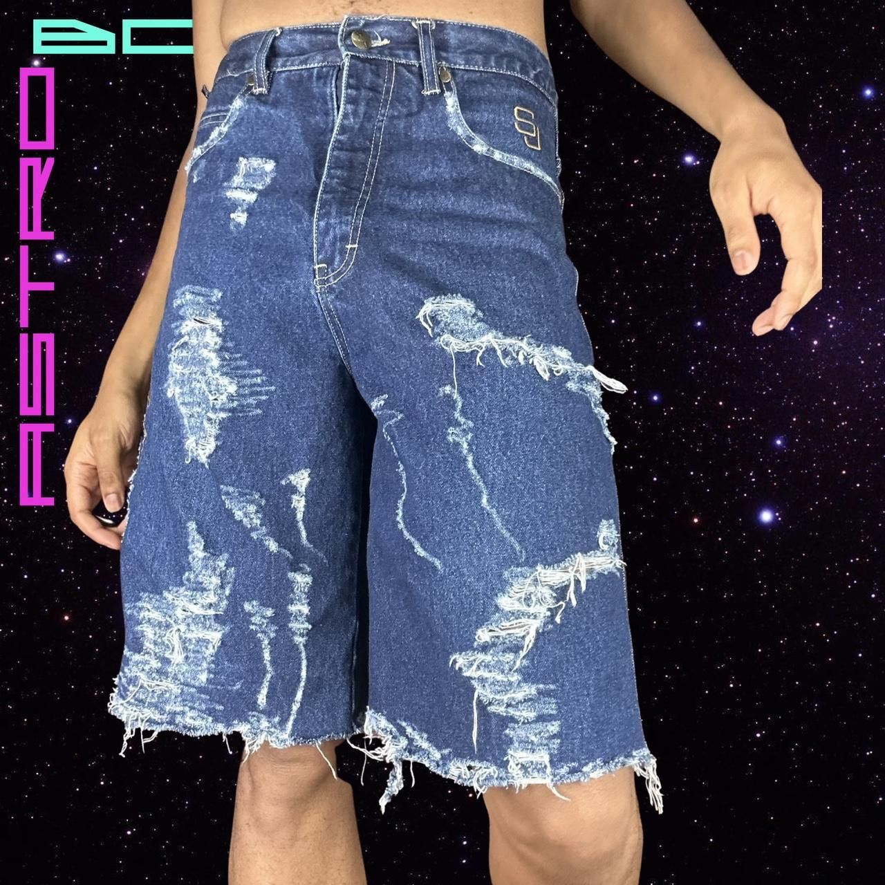 Sean John ASTROBOI* SEAN JEAN DISTRESSED BLUE DENIM SHORTS_ 30" Size US 30 / EU 46 - 1 Thumbnail