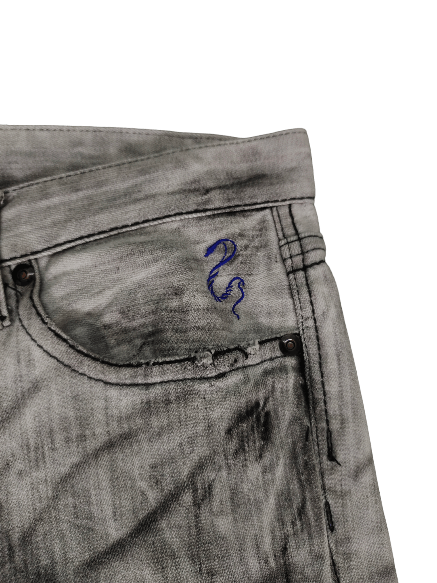 CIVARIZE Civarize Japan Acid Wash Charcoal Jeans Zipper Hem Slim Fit Size US 32 / EU 48 - 5 Thumbnail