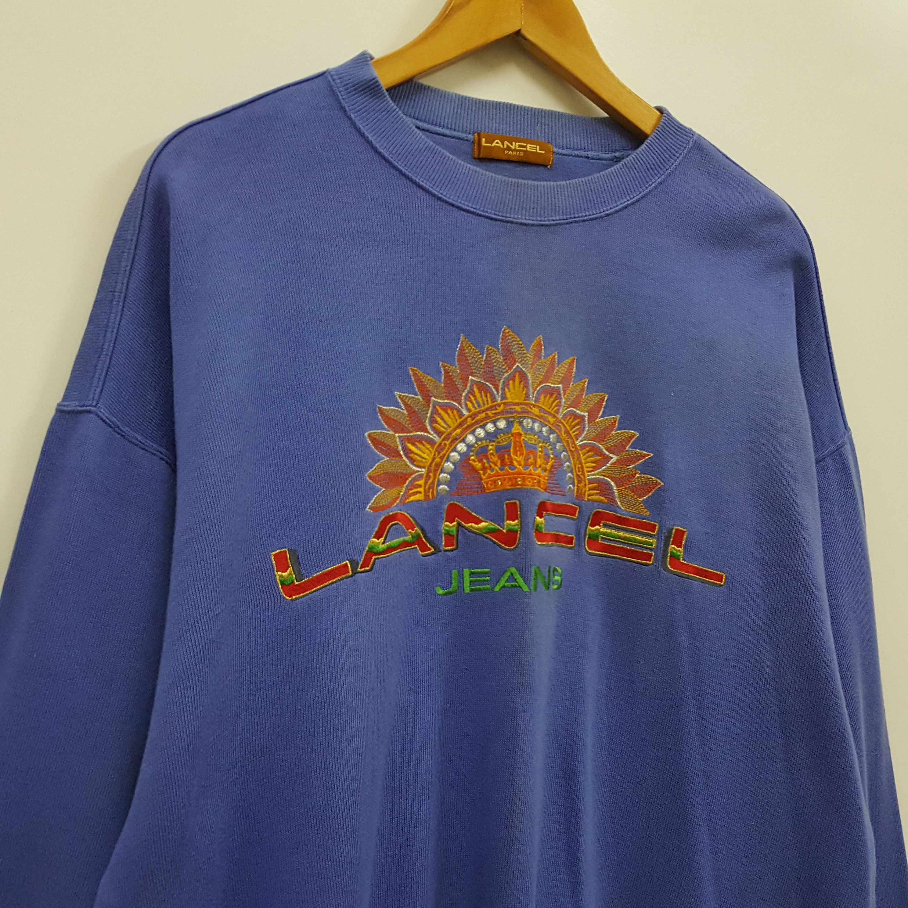 Vintage LANCEL JEANS embroidery spell out style sweatshirts