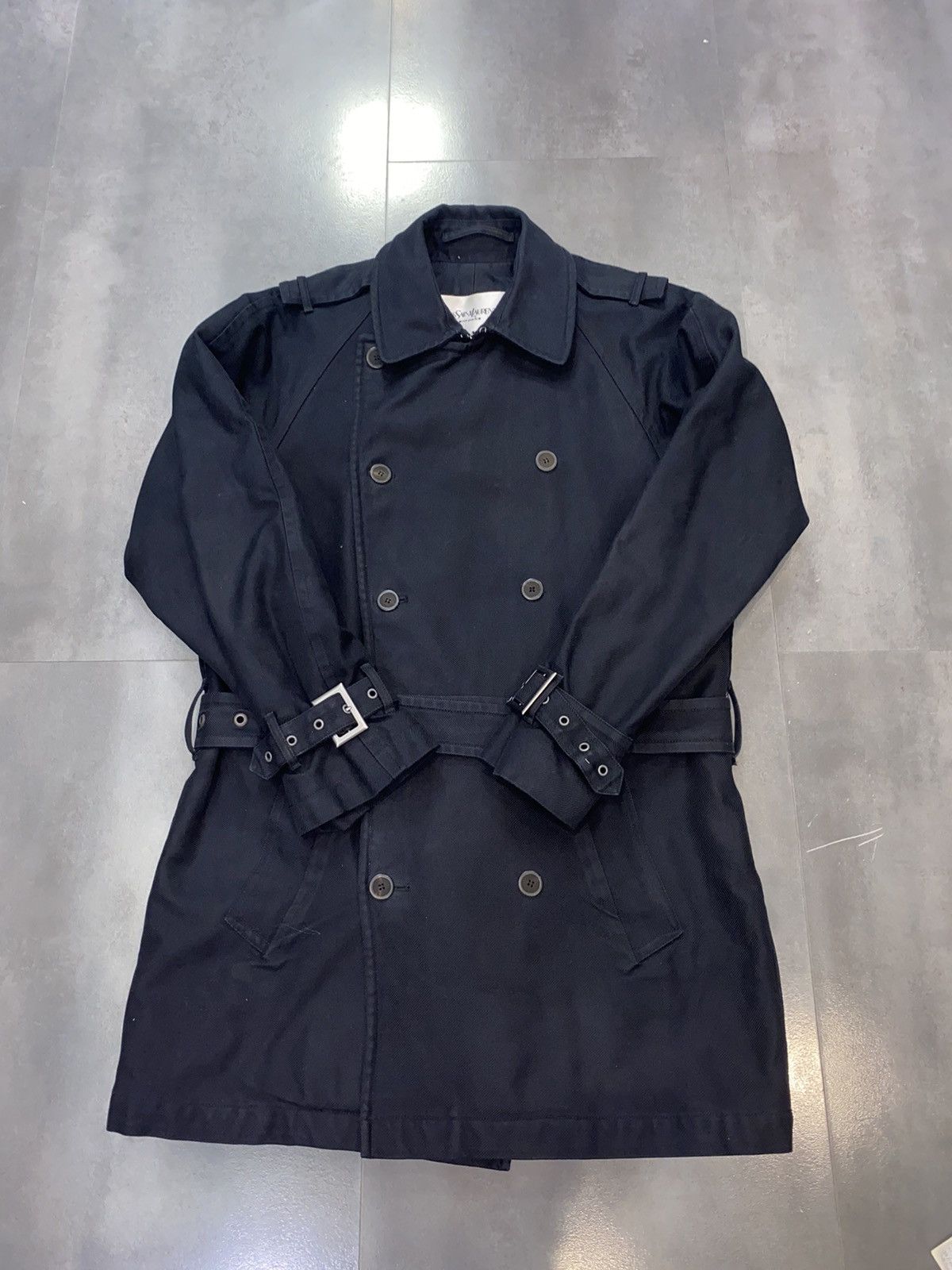 Saint Laurent Paris Yves Saint Laurent Rive Gauche Double Breasted Black Coat Size US M / EU 48-50 / 2 - 10 Thumbnail