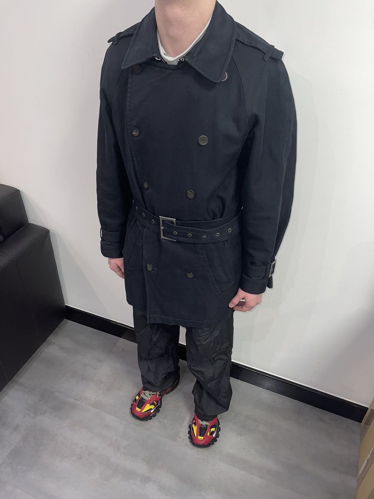 Saint Laurent Paris Yves Saint Laurent Rive Gauche Double Breasted Black Coat Size US M / EU 48-50 / 2 - 1 Thumbnail