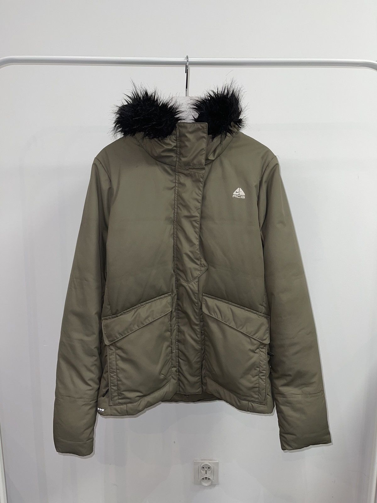 image of Nike Acg Small Logo Brown Goose Down Puffer Jacket, Men's
