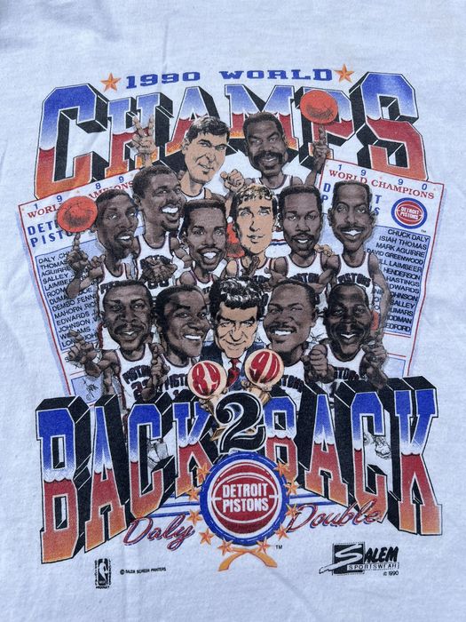 Vintage 1990 Vintage NBA Detroit Pistons back to back caricature tee