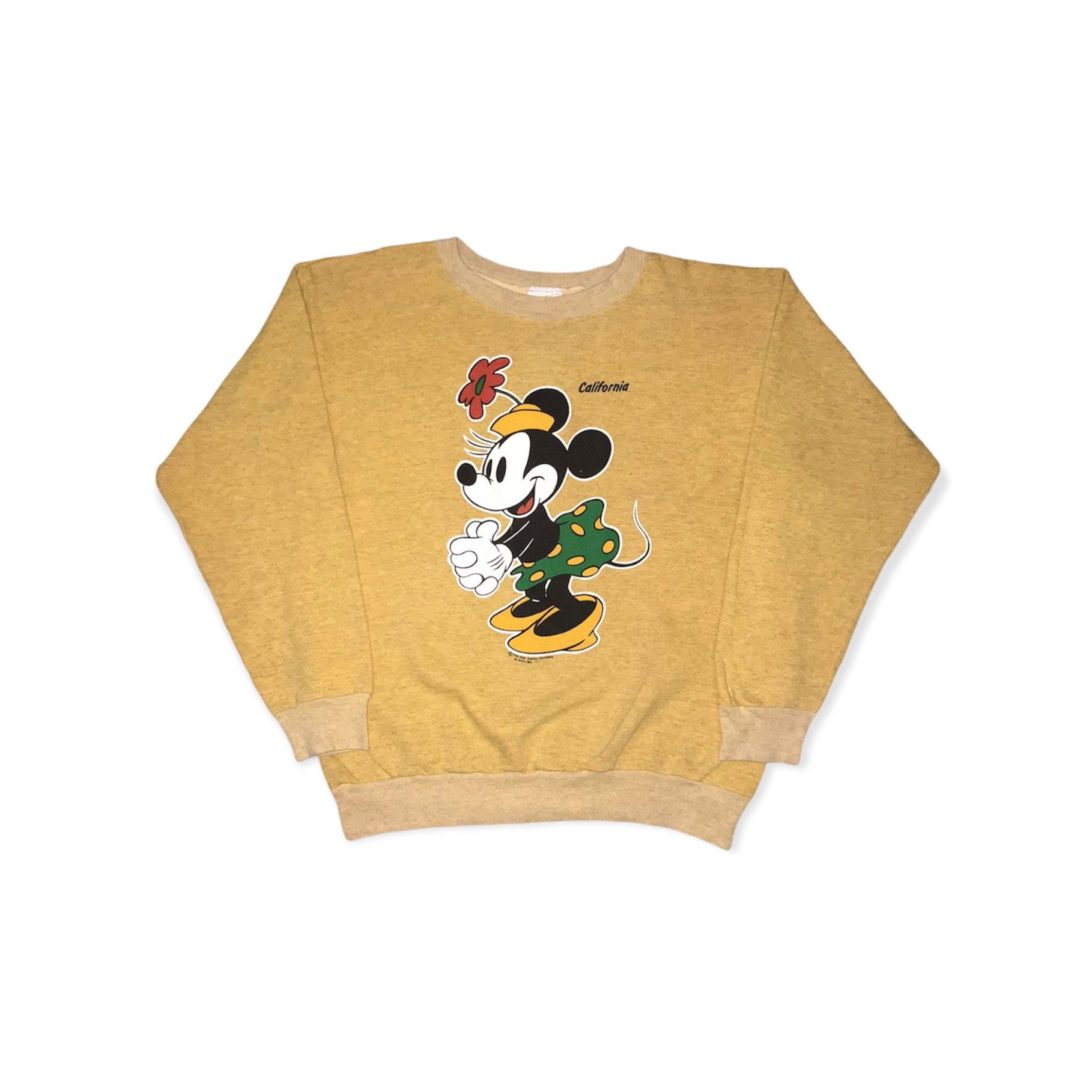 image of Disney x Mickey Mouse Vintage Minnie Mouse Mickey Mouse Sweatshirts in Yellow, Men's (Size XL)