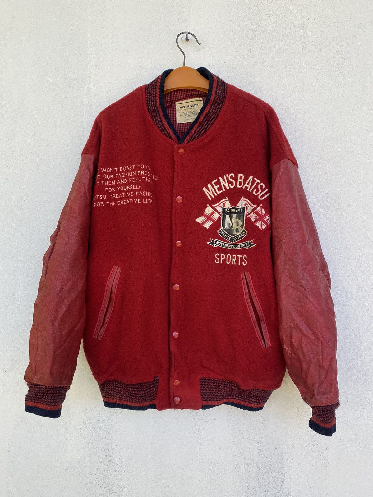 Japanese Brand 🔥Vintage Men’s Ba-Tsu Varsity Leather Jacket Size US L / EU 52-54 / 3 - 2 Thumbnail