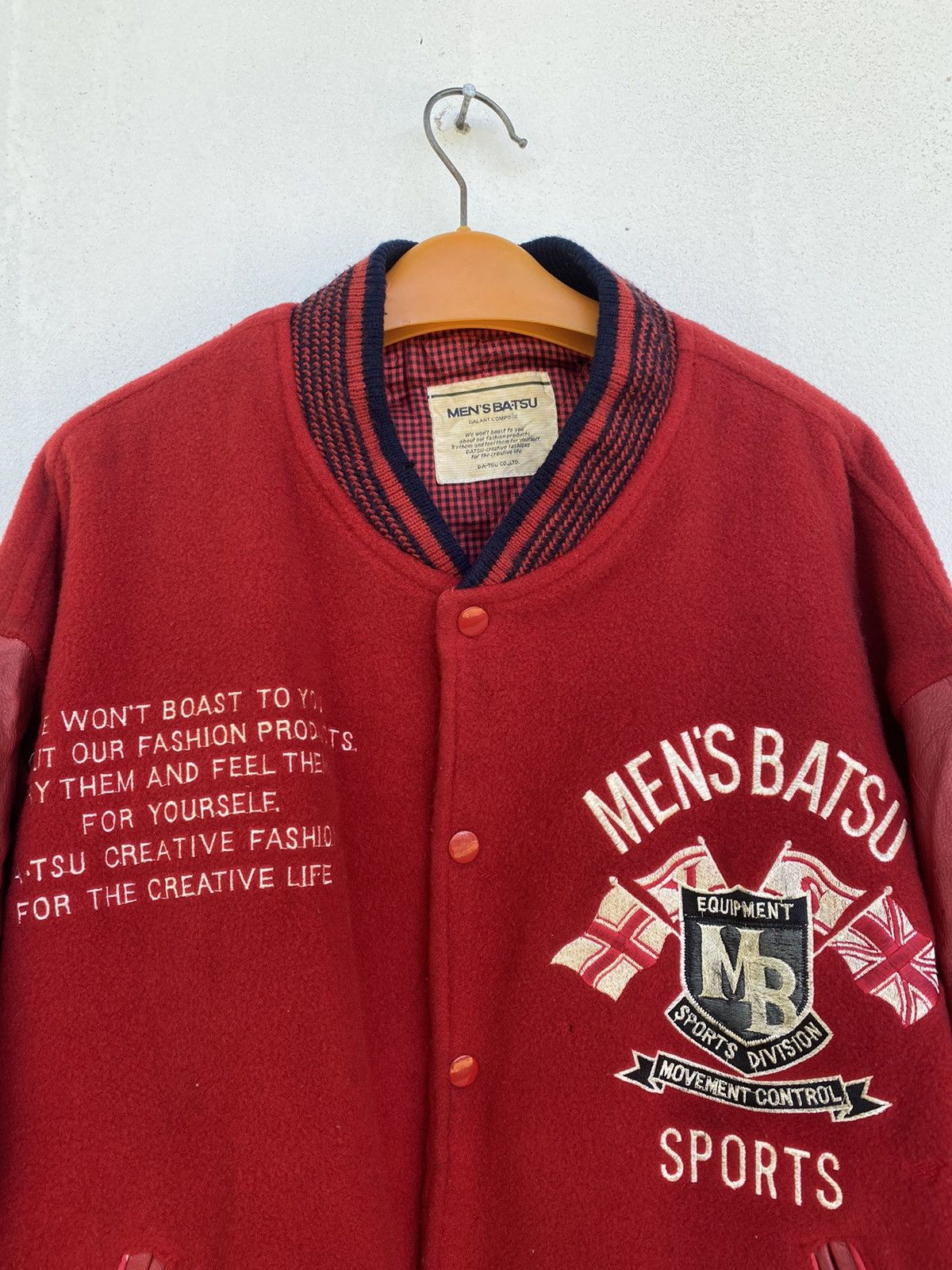 Japanese Brand 🔥Vintage Men’s Ba-Tsu Varsity Leather Jacket Size US L / EU 52-54 / 3 - 3 Thumbnail