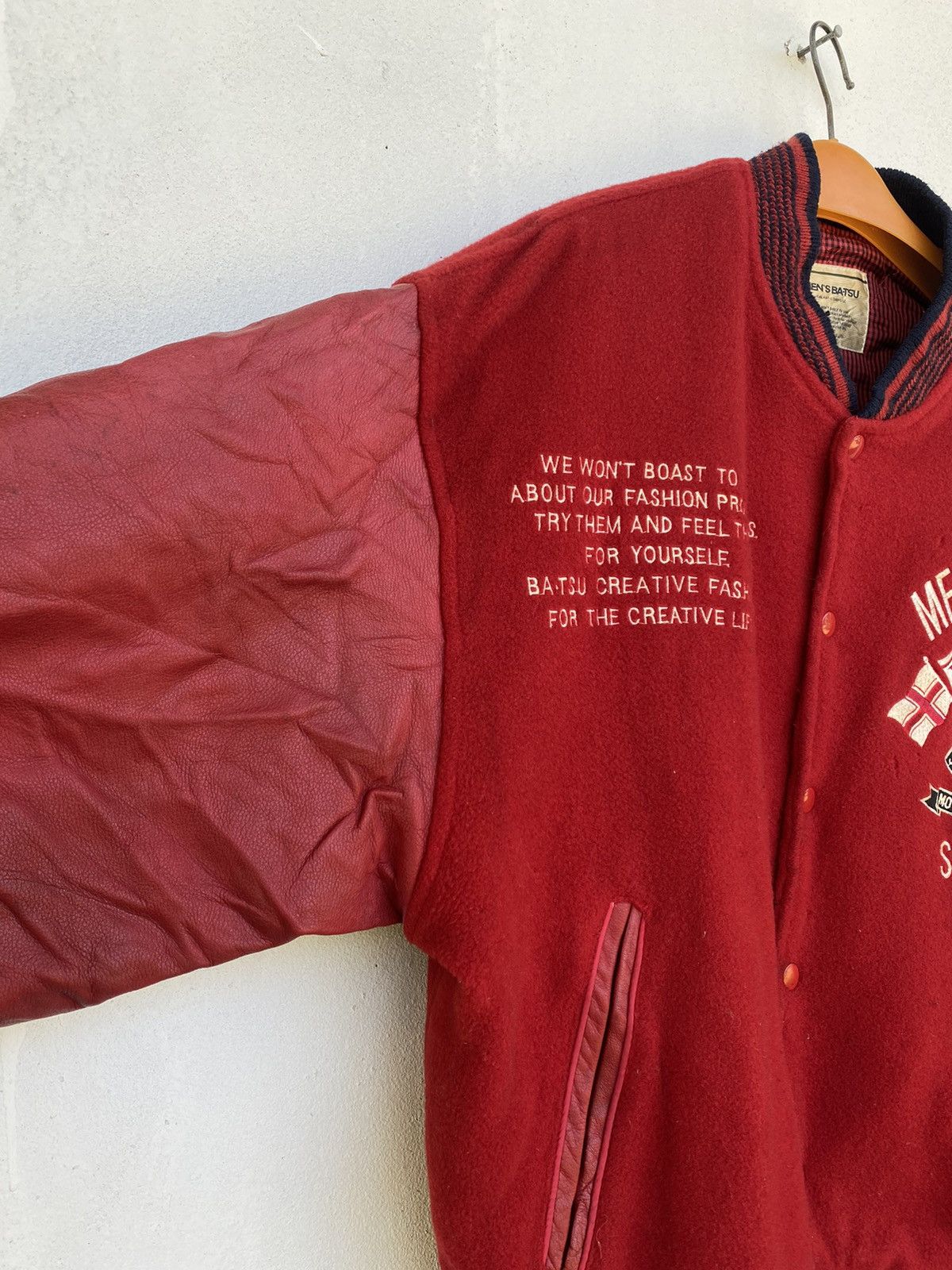 Japanese Brand 🔥Vintage Men’s Ba-Tsu Varsity Leather Jacket Size US L / EU 52-54 / 3 - 6 Thumbnail