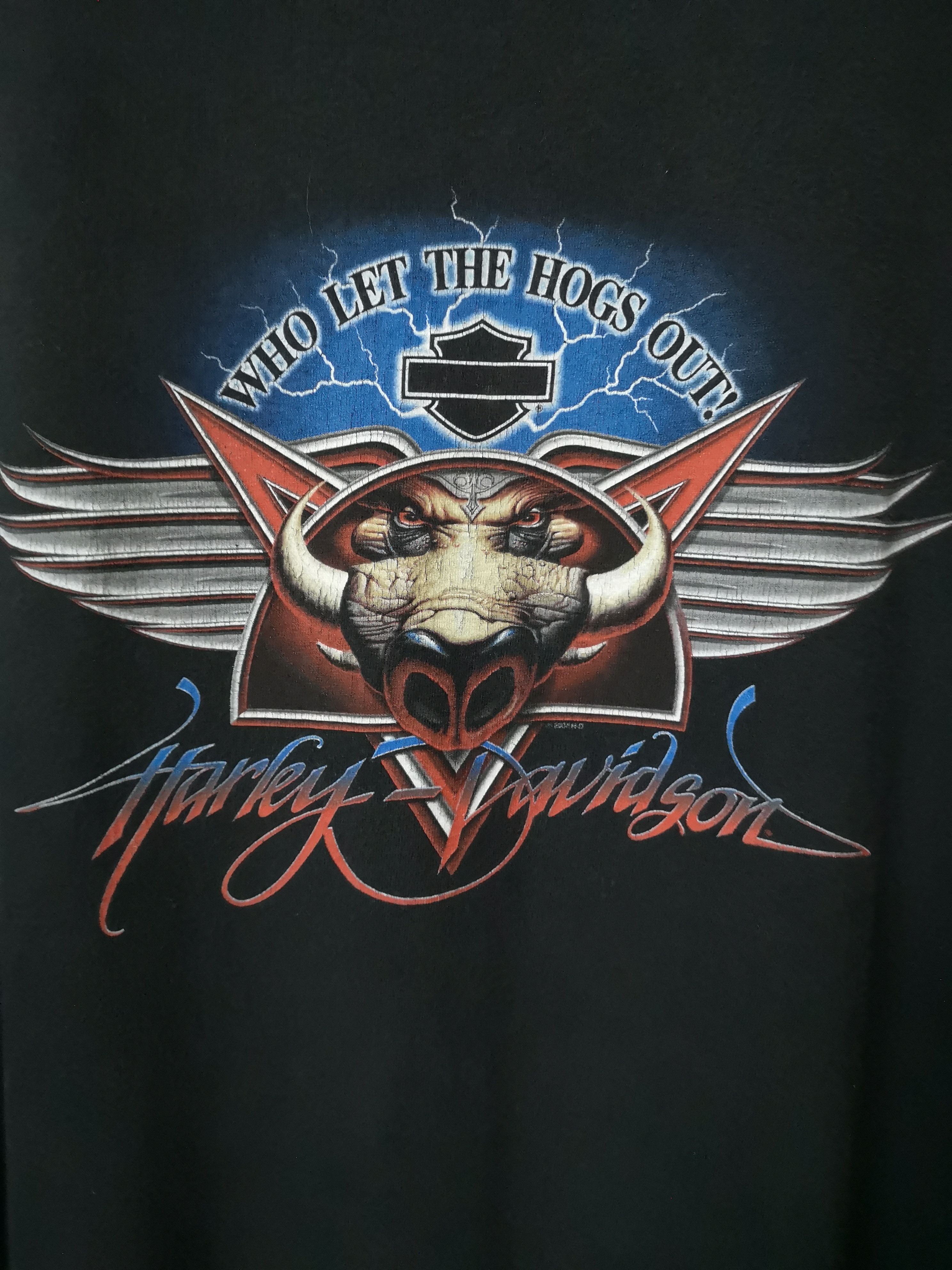 Harley Davidson 🔥 Vintage Harley Davidson Black T-shirt Size US XL / EU 56 / 4 - 3 Thumbnail
