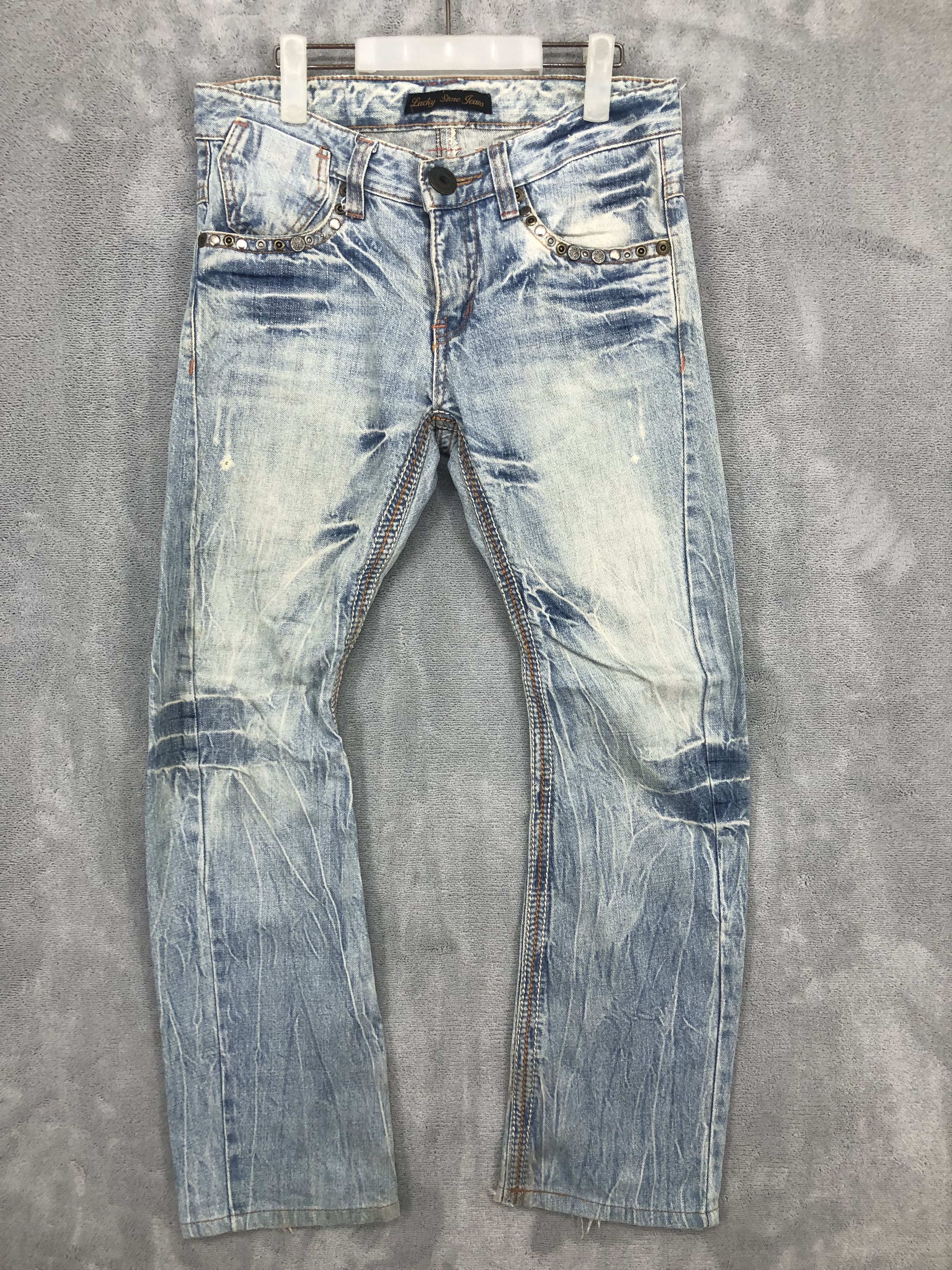 Japanese Brand × Jean Lucky Store Japanese Faded Denim Jeans 30x29 Size US 31 - 1 Thumbnail