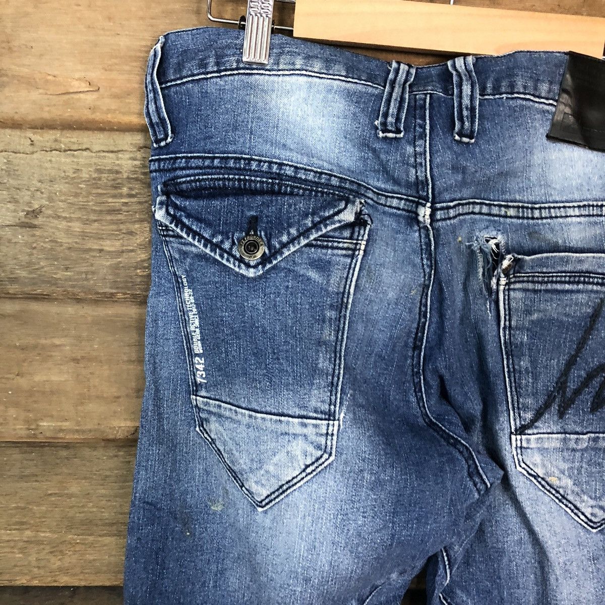 Faded Glory 3D Stretch Blue multipocket faded Denim Pants #4991 Size US 31 - 14 Thumbnail