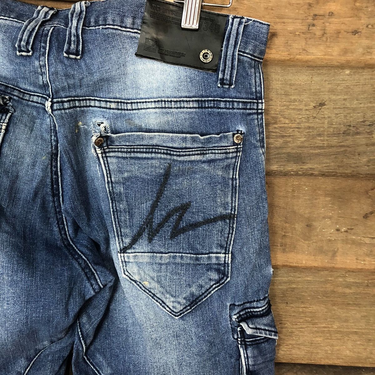 Faded Glory 3D Stretch Blue multipocket faded Denim Pants #4991 Size US 31 - 15 Thumbnail