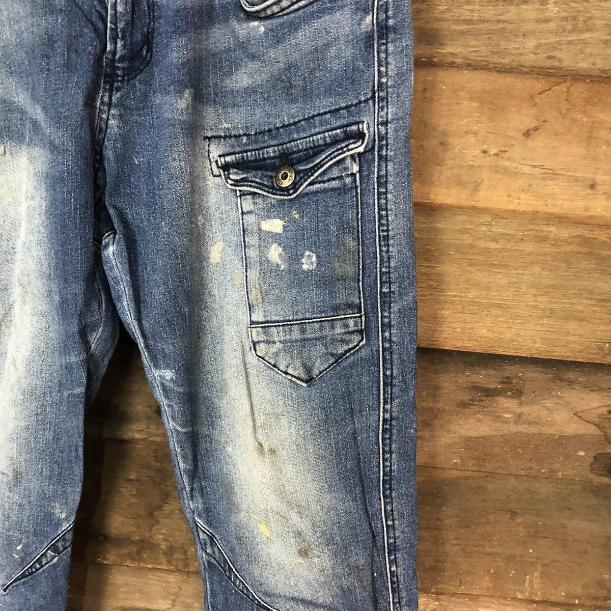 Faded Glory 3D Stretch Blue multipocket faded Denim Pants #4991 Size US 31 - 7 Thumbnail