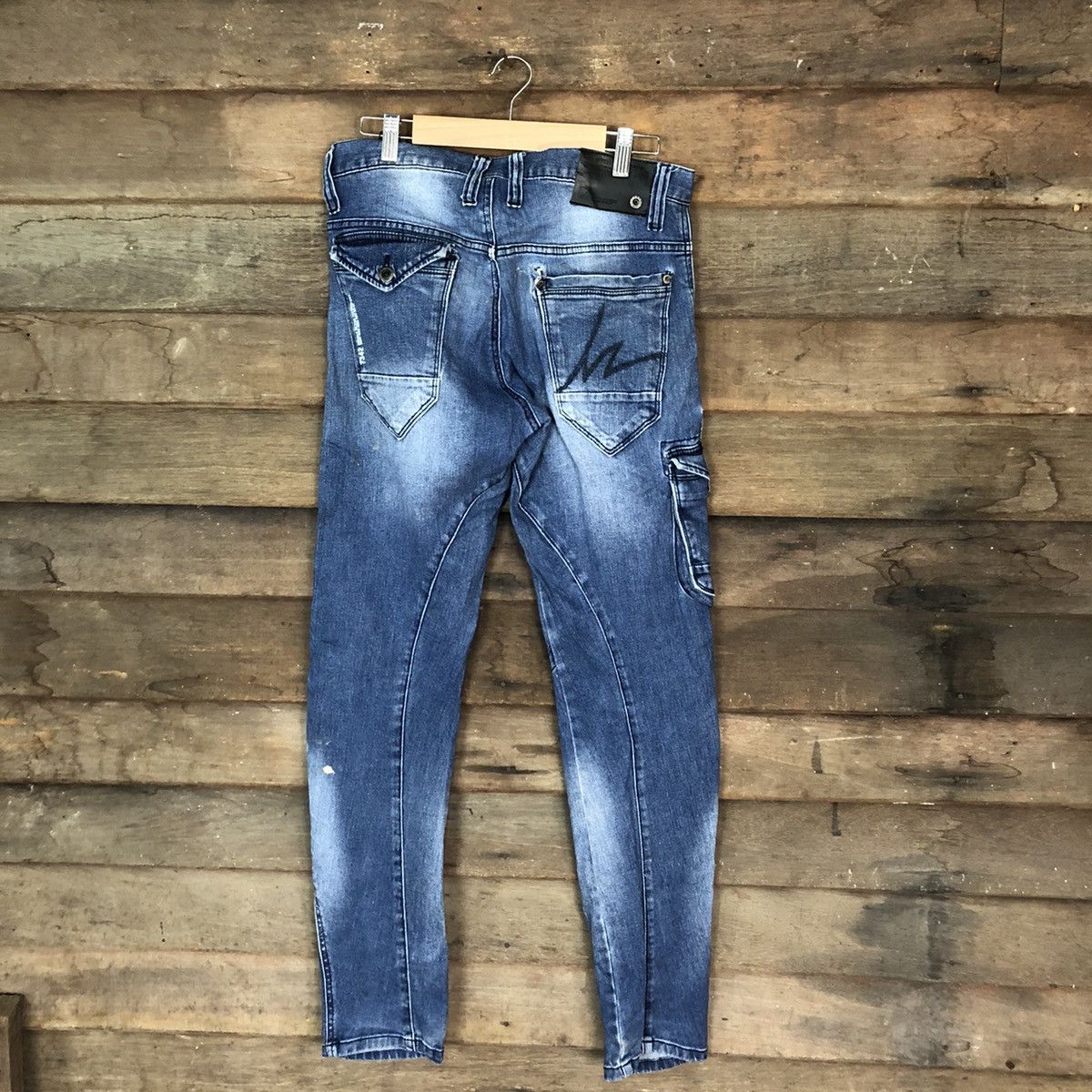 Faded Glory 3D Stretch Blue multipocket faded Denim Pants #4991 Size US 31 - 11 Thumbnail
