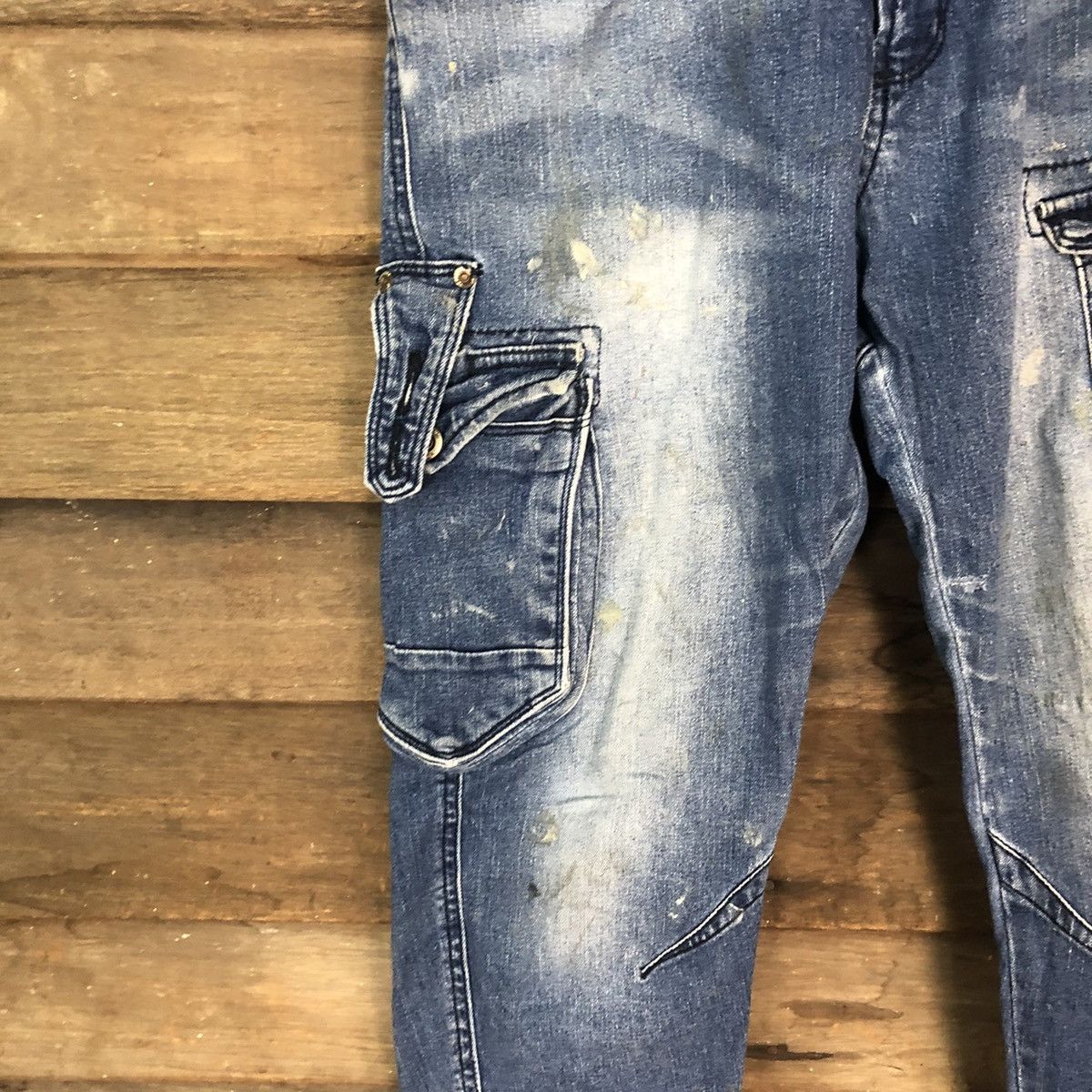 Faded Glory 3D Stretch Blue multipocket faded Denim Pants #4991 Size US 31 - 6 Thumbnail