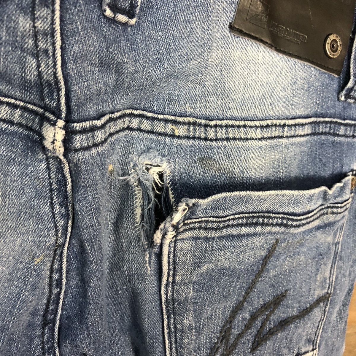 Faded Glory 3D Stretch Blue multipocket faded Denim Pants #4991 Size US 31 - 17 Thumbnail