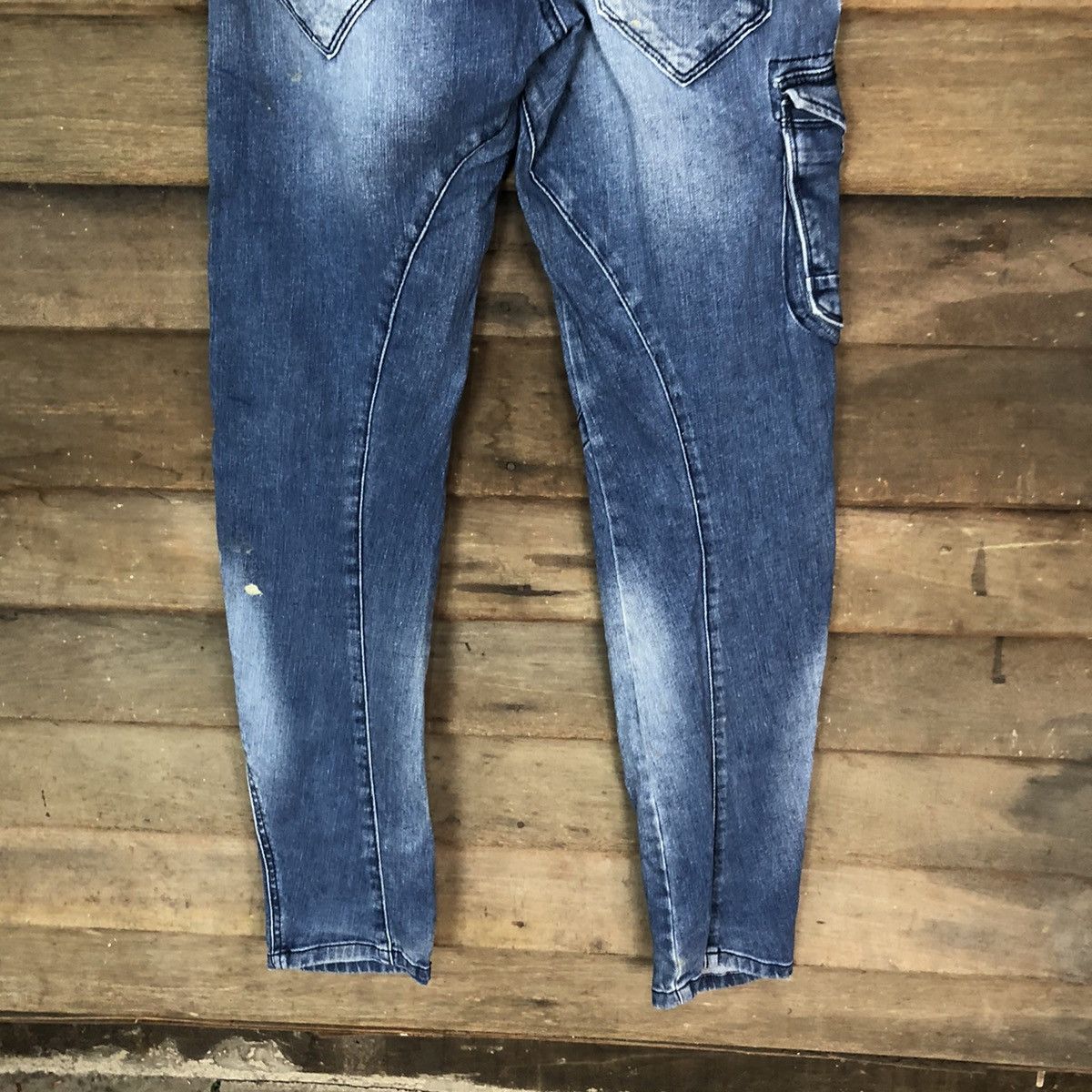 Faded Glory 3D Stretch Blue multipocket faded Denim Pants #4991 Size US 31 - 13 Thumbnail