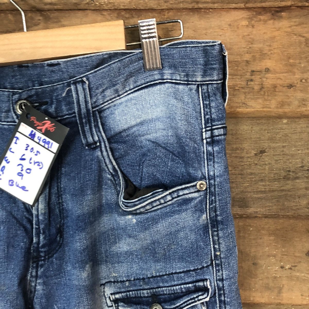 Faded Glory 3D Stretch Blue multipocket faded Denim Pants #4991 Size US 31 - 5 Thumbnail