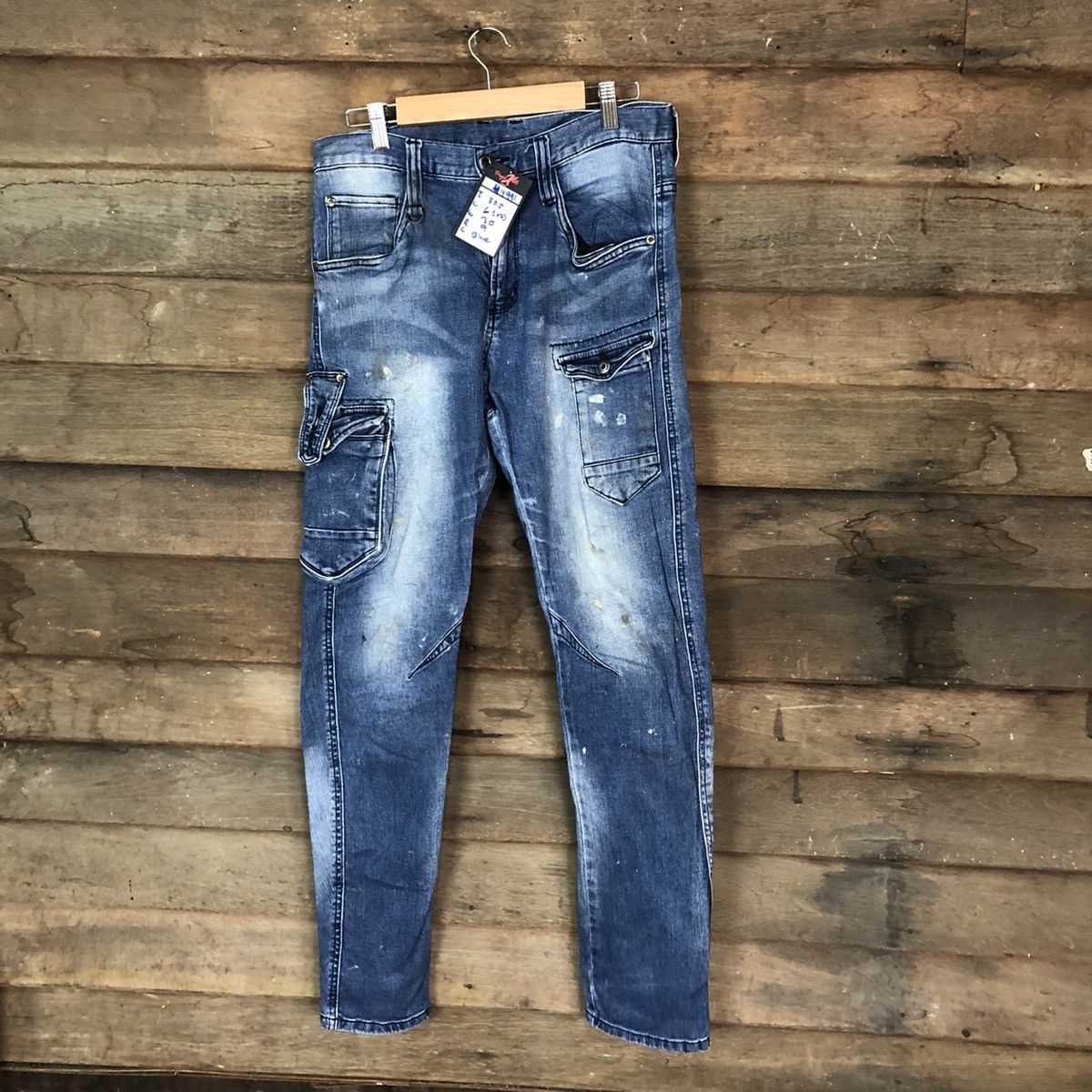 Faded Glory 3D Stretch Blue multipocket faded Denim Pants #4991 Size US 31 - 1 Thumbnail