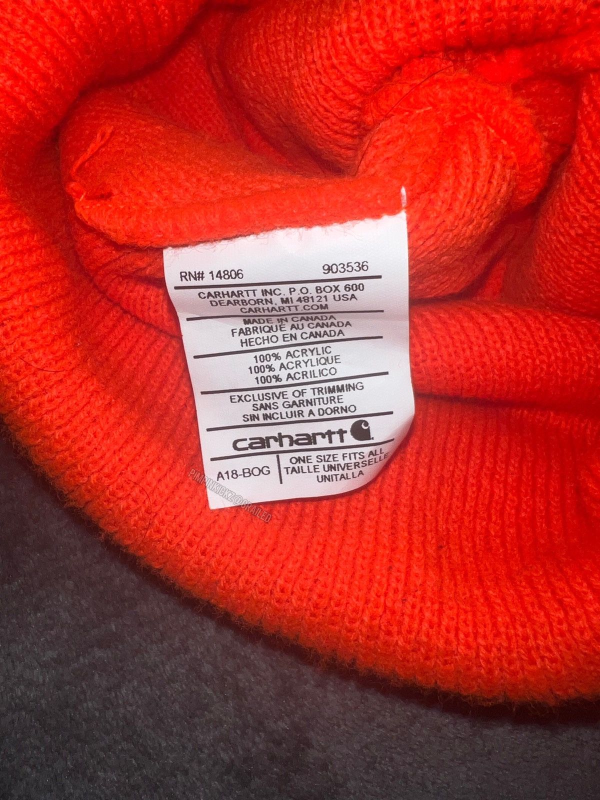 Carhartt CARHARTT KNIT CUFFED BEANIE (ORANGE) Size ONE SIZE - 2 Thumbnail