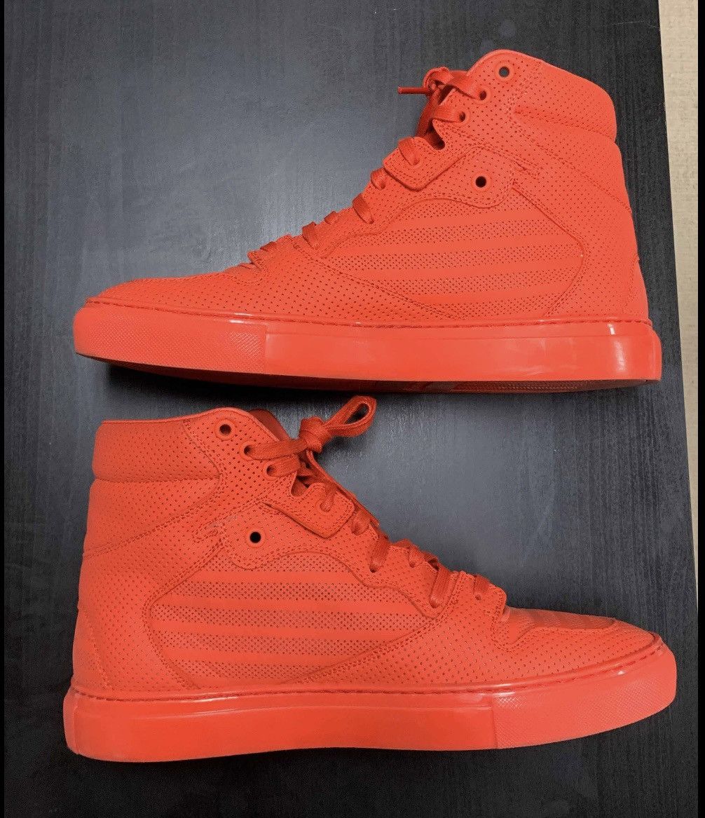 Balenciaga Balenciaga Red Perforated High Top Sneaker 2015 Size US 8 / EU 41 - 1 Thumbnail