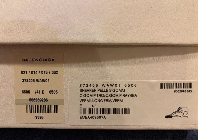 Balenciaga Balenciaga Red Perforated High Top Sneaker 2015 Size US 8 / EU 41 - 12 Thumbnail