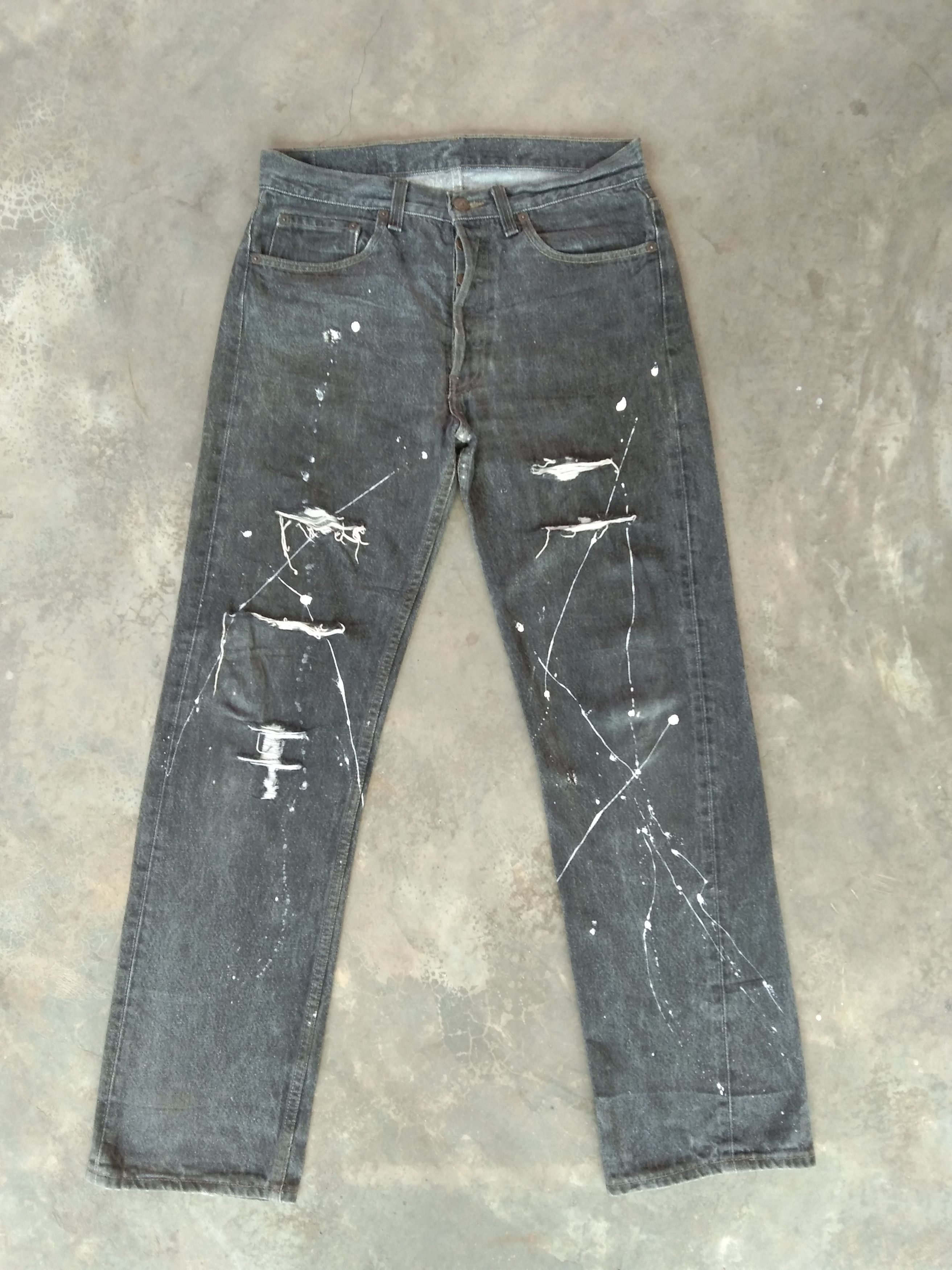 Levi's 90s Vintage Levi's 501 Made In USA Painter Distressed Jeans Size US 31 - 2 Thumbnail