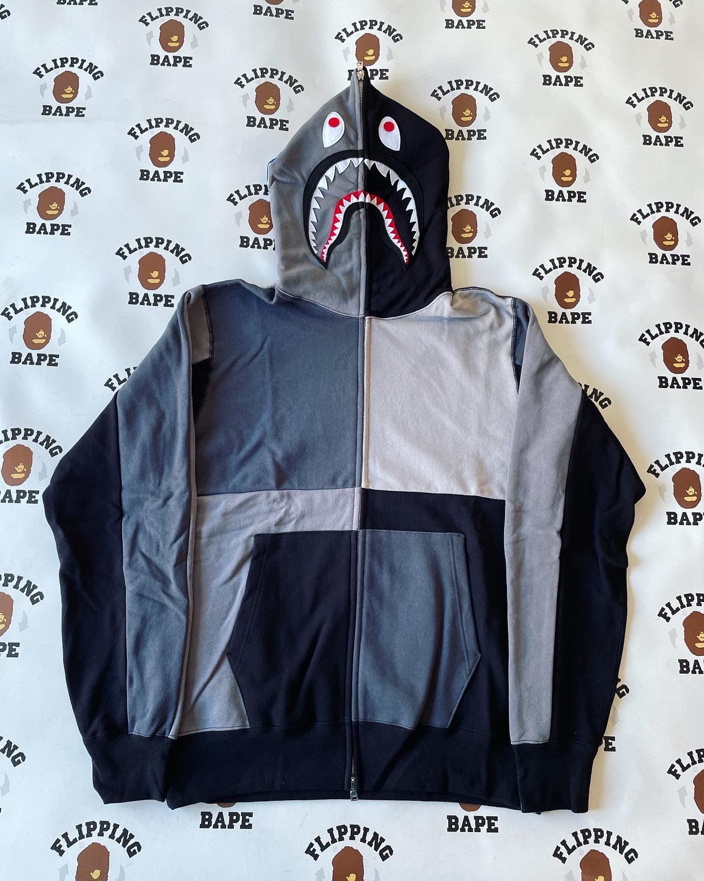 Bape BAPE MULTI COLOR PATCHWORK SHARK FULL ZIP HOODIE Grailed