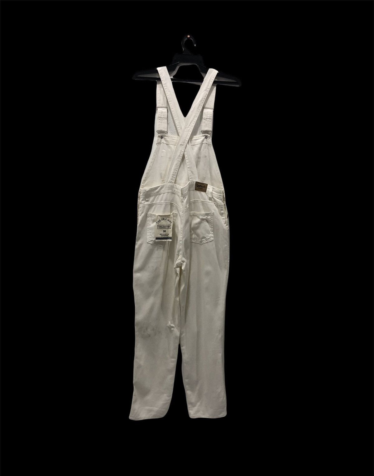 Japanese Brand Vintage-Style White Distressed Denim Overalls – Avantgarde Size US 31 - 2 Thumbnail