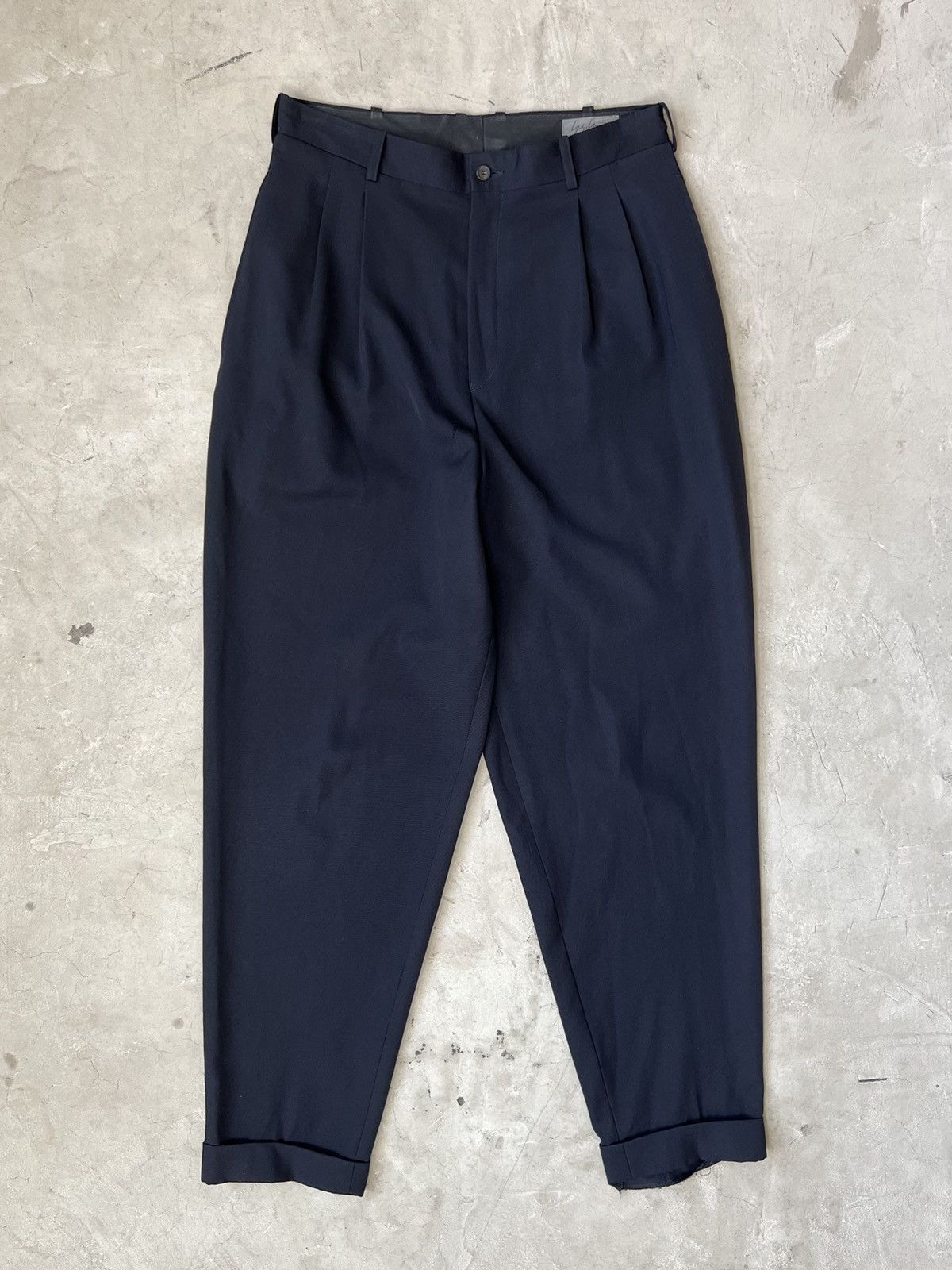 image of 80’S Yohji Yamamoto Wool Gab Formal Trousers in Navy, Men's (Size 32)