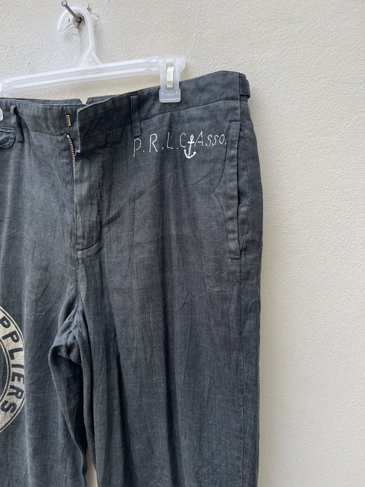 Polo Ralph Lauren Vintage Polo Ralph Lauren Fade Black Linen Trouser Pant Size US 34 / EU 50 - 13 Thumbnail