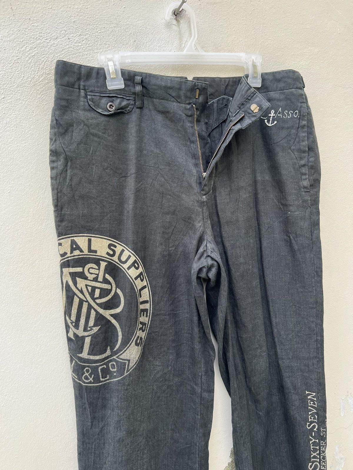 Polo Ralph Lauren Vintage Polo Ralph Lauren Fade Black Linen Trouser Pant Size US 34 / EU 50 - 8 Thumbnail