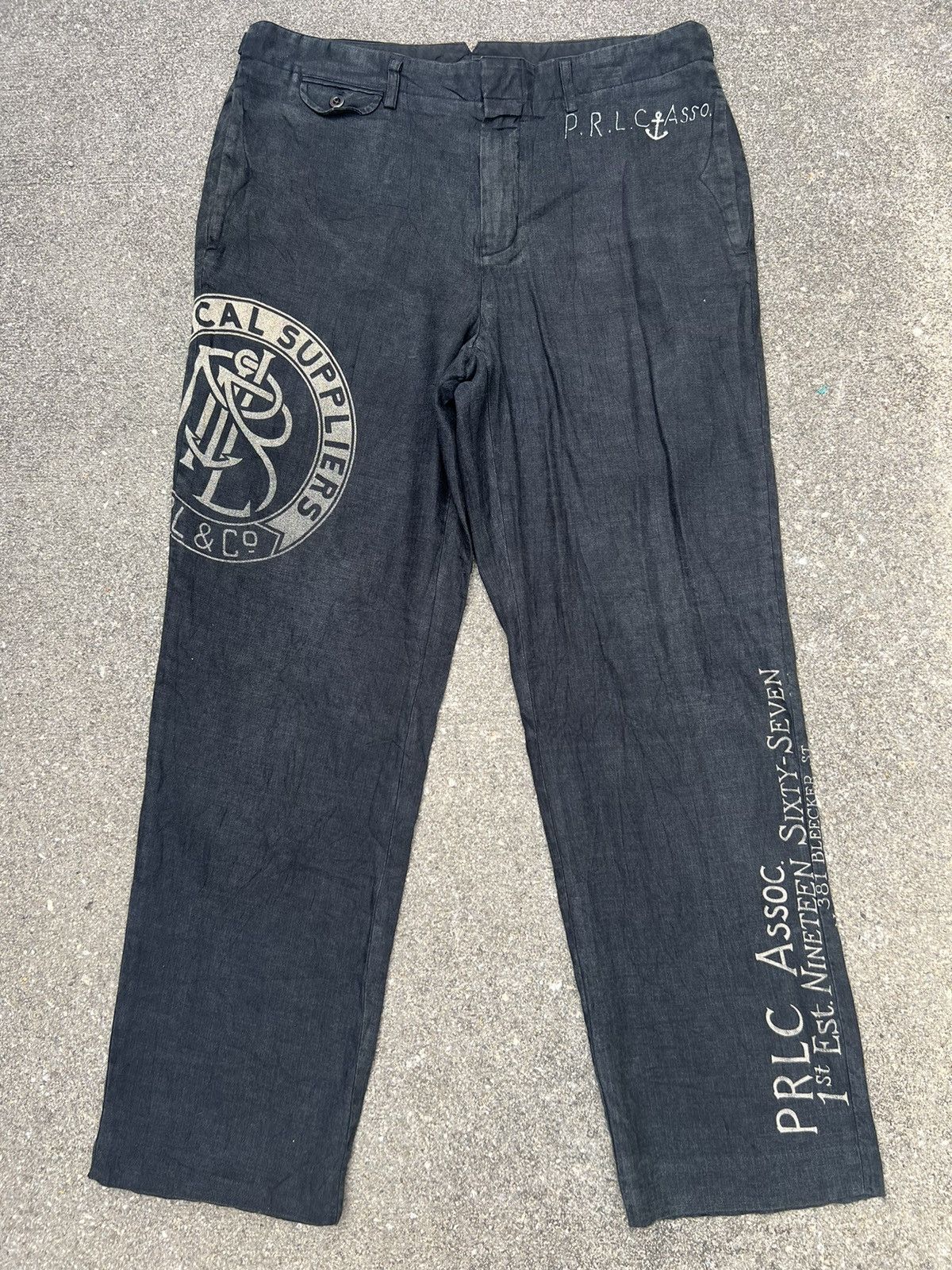 Polo Ralph Lauren Vintage Polo Ralph Lauren Fade Black Linen Trouser Pant Size US 34 / EU 50 - 1 Thumbnail