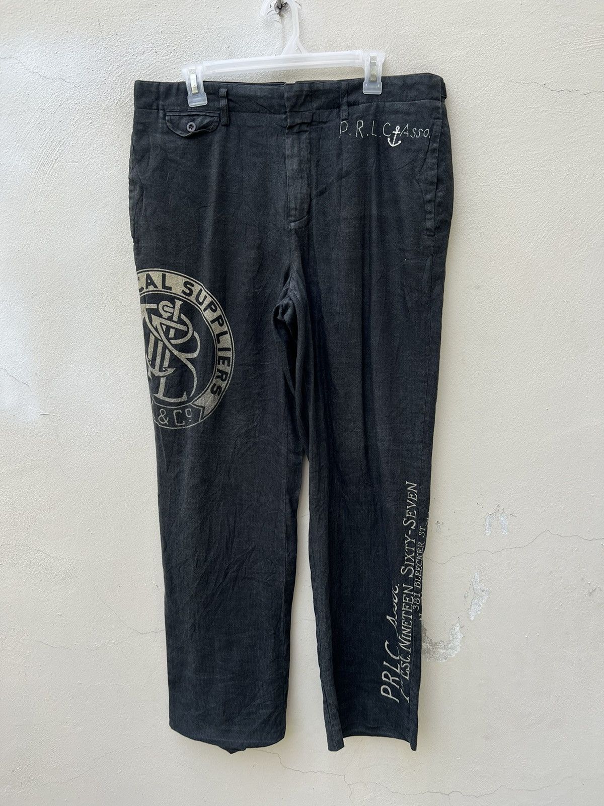 Polo Ralph Lauren Vintage Polo Ralph Lauren Fade Black Linen Trouser Pant Size US 34 / EU 50 - 6 Thumbnail