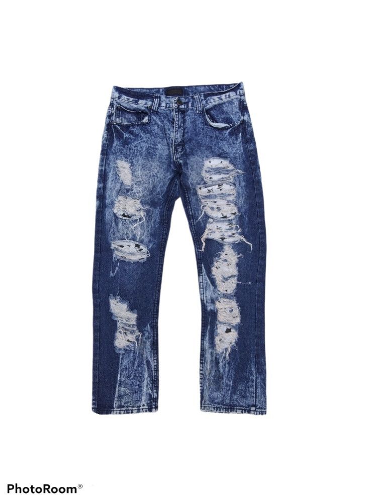 Japanese Brand DiSTRESSED RIPED BLEACH JAPANESE BRAND STEVE JEANS Size US 33 - 1 Thumbnail