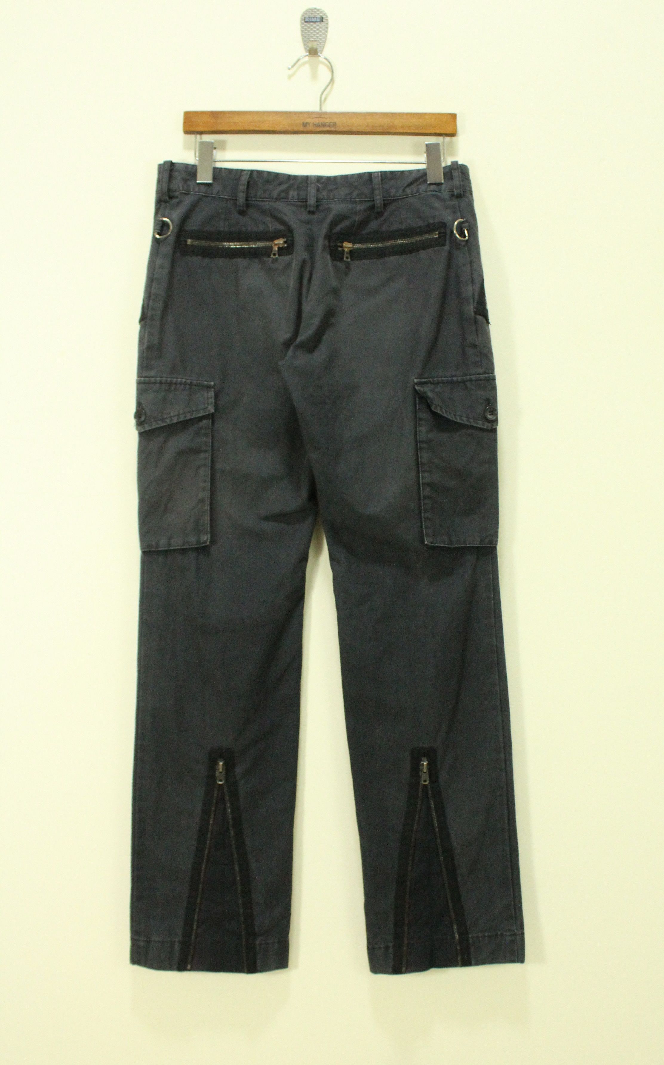 image of Hysteric Glamour x Lounge Lizard Sick Zipper Leg Lounge Lizard Pants Faded in Dark Blue/Black (Size