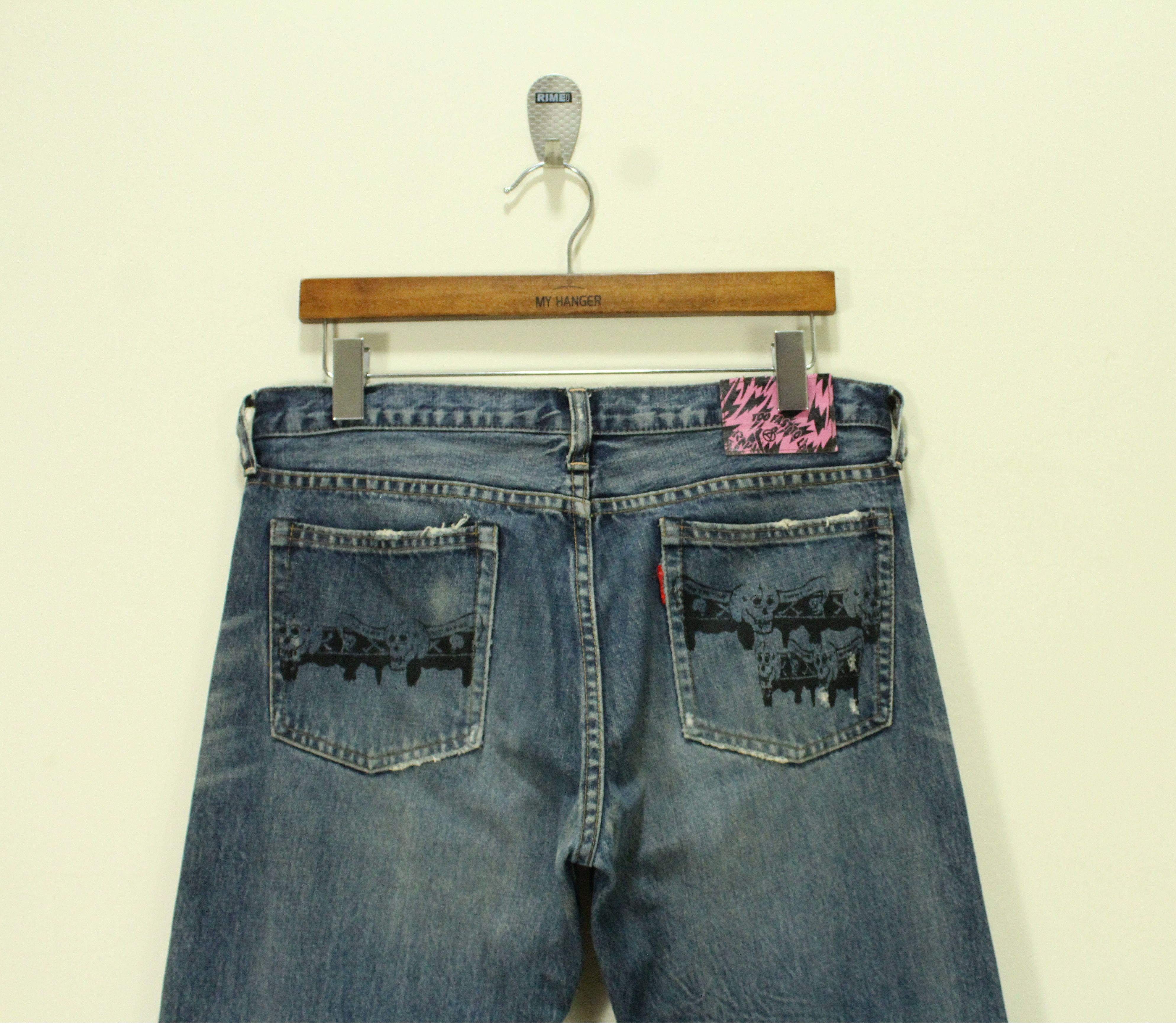 Japanese Brand × Vintage Skulls R.N.A Denim Distressed Patch Pocket Camo Anarchy Punk Size US 32 / EU 48 - 10 Thumbnail