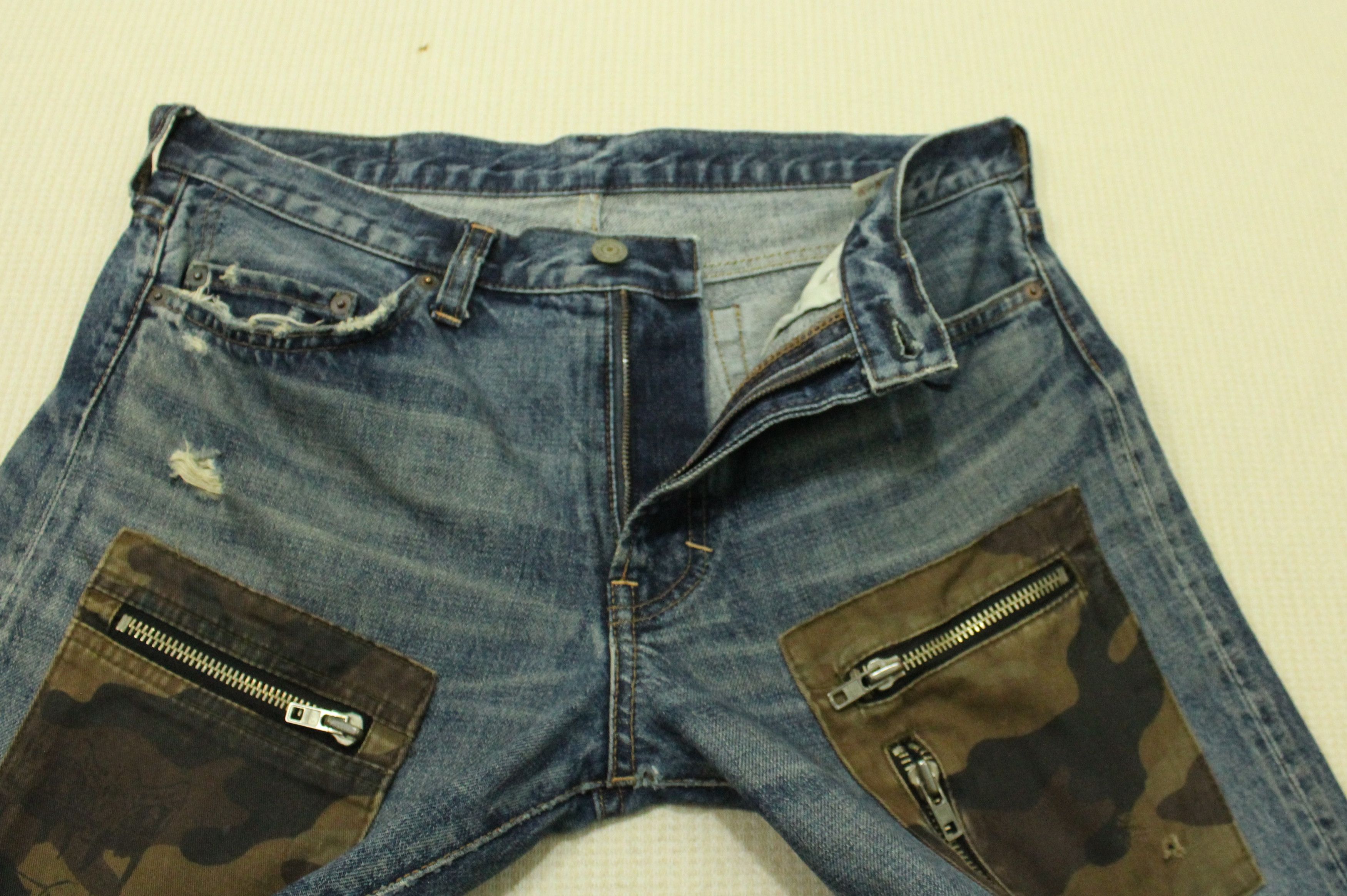 Japanese Brand × Vintage Skulls R.N.A Denim Distressed Patch Pocket Camo Anarchy Punk Size US 32 / EU 48 - 16 Thumbnail
