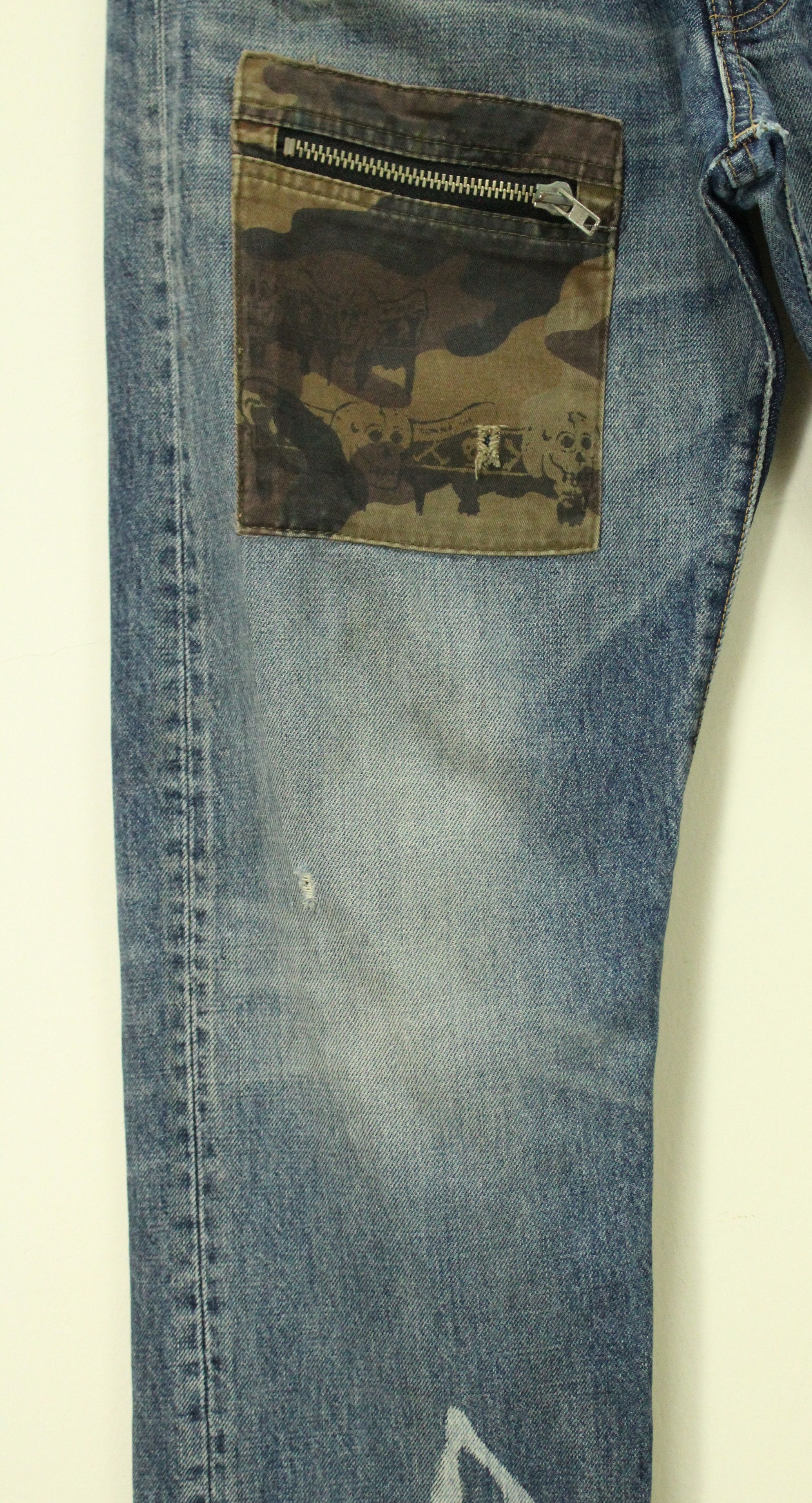 Japanese Brand × Vintage Skulls R.N.A Denim Distressed Patch Pocket Camo Anarchy Punk Size US 32 / EU 48 - 8 Thumbnail