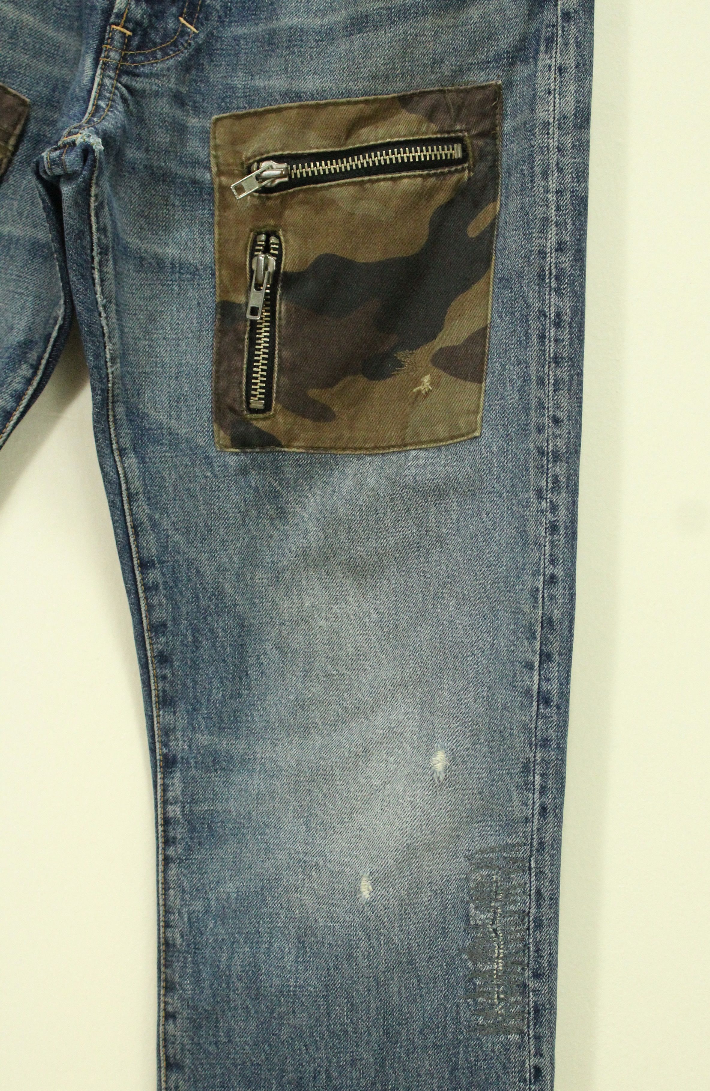 Japanese Brand × Vintage Skulls R.N.A Denim Distressed Patch Pocket Camo Anarchy Punk Size US 32 / EU 48 - 6 Thumbnail