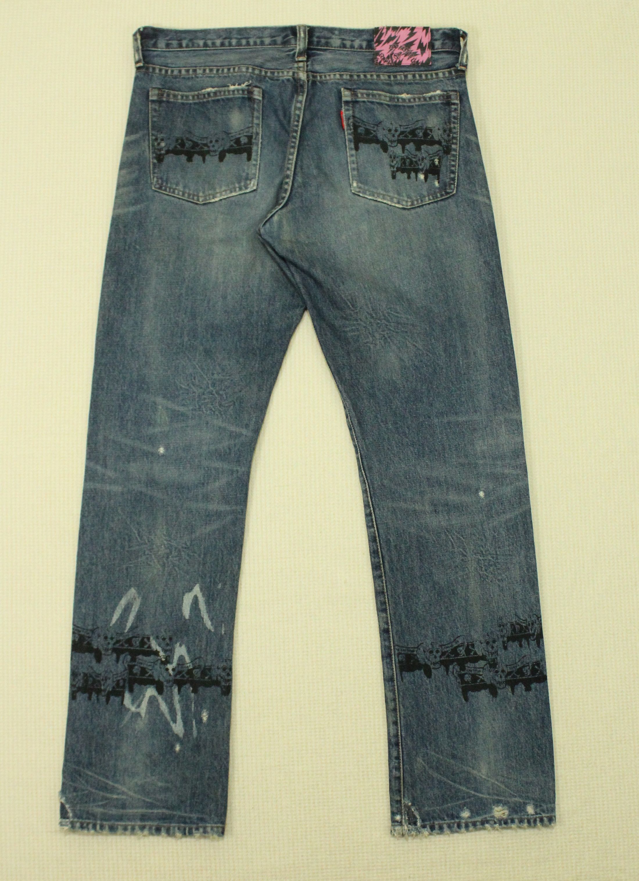 Japanese Brand × Vintage Skulls R.N.A Denim Distressed Patch Pocket Camo Anarchy Punk Size US 32 / EU 48 - 1 Thumbnail