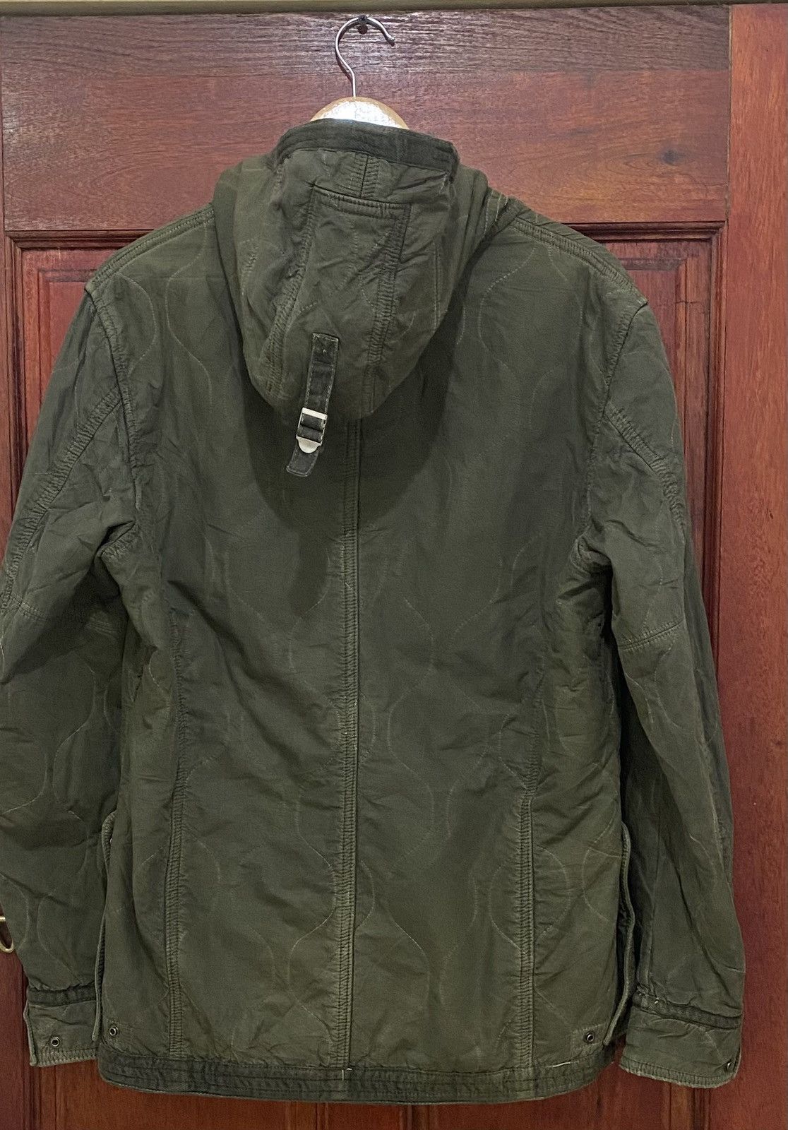 Avirex Avirex Quilted Hoodie Linen Fur Jacket Olive Green Size US L / EU 52-54 / 3 - 2 Thumbnail