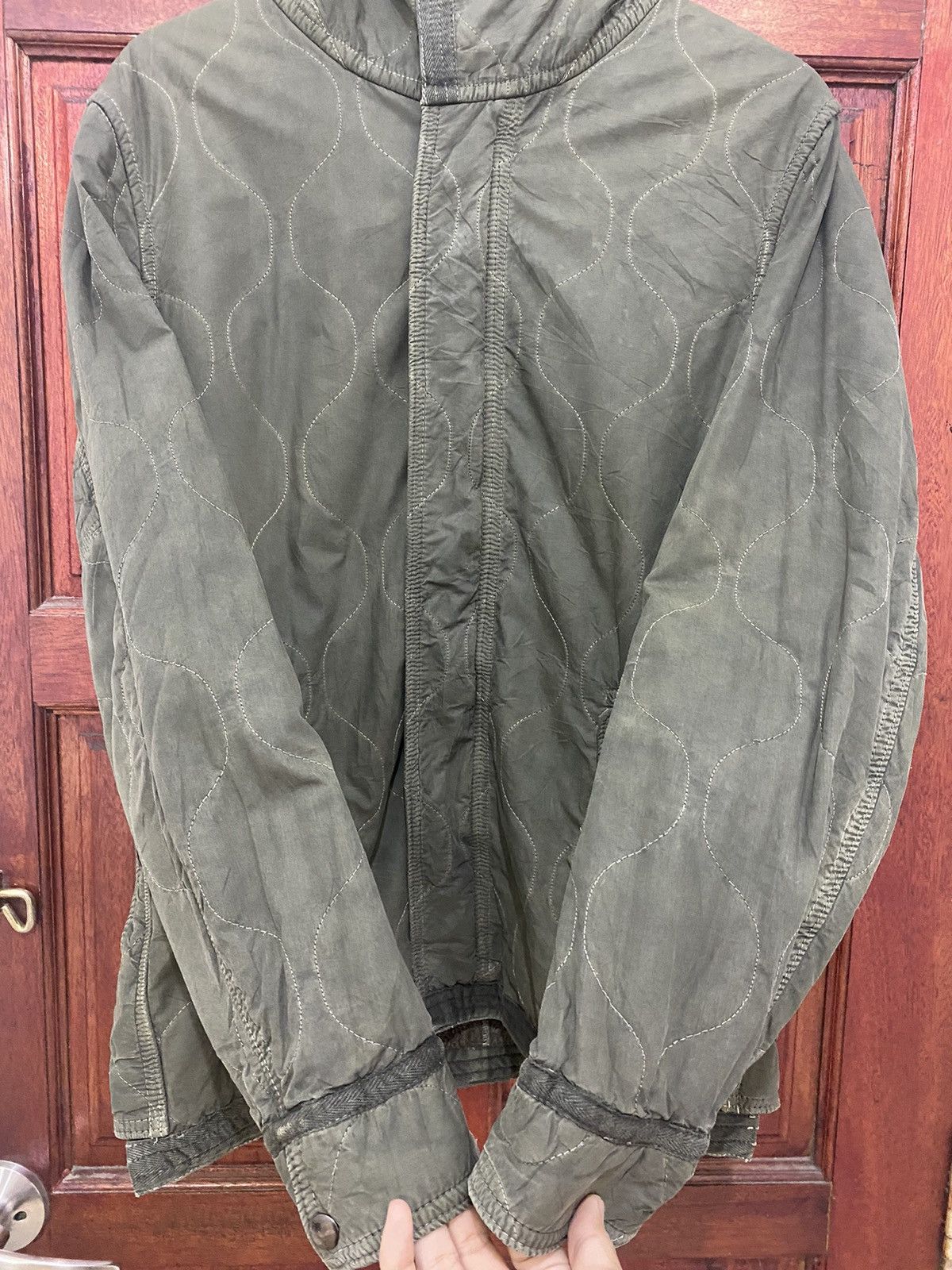 Avirex Avirex Quilted Hoodie Linen Fur Jacket Olive Green Size US L / EU 52-54 / 3 - 4 Thumbnail