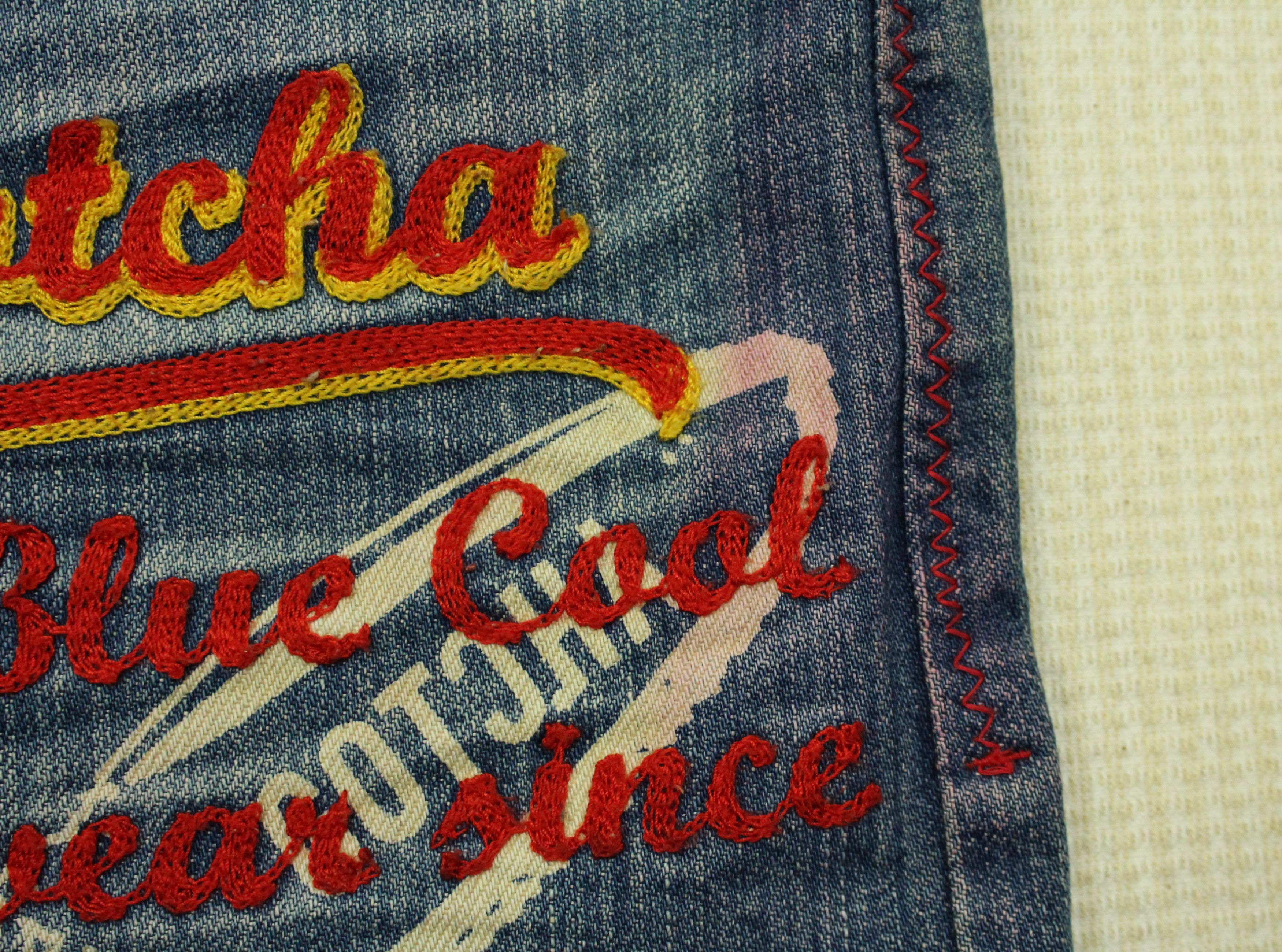 Ed Hardy × Gotcha × JNCO GOTCHA Pants Denim Embroidered Big Logo Surf Style Size US 35 - 22 Thumbnail