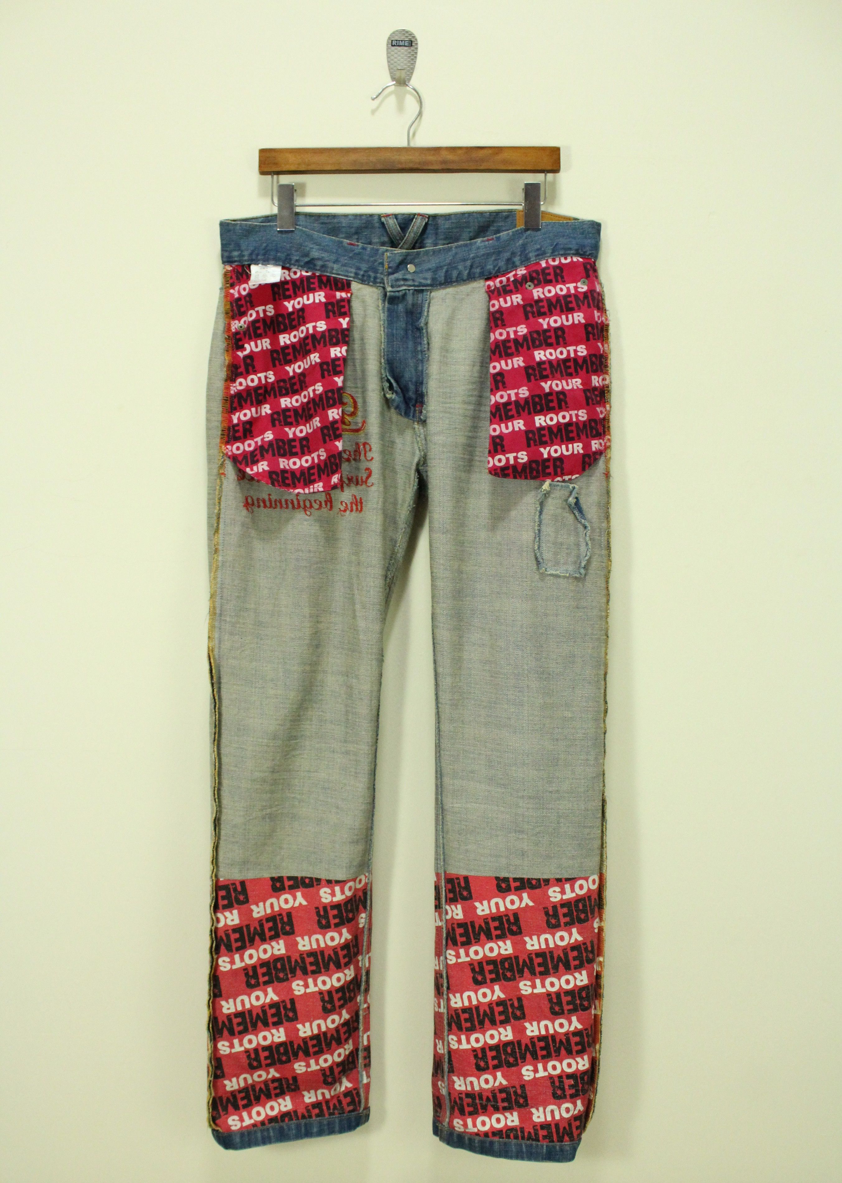 Ed Hardy × Gotcha × JNCO GOTCHA Pants Denim Embroidered Big Logo Surf Style Size US 35 - 14 Thumbnail