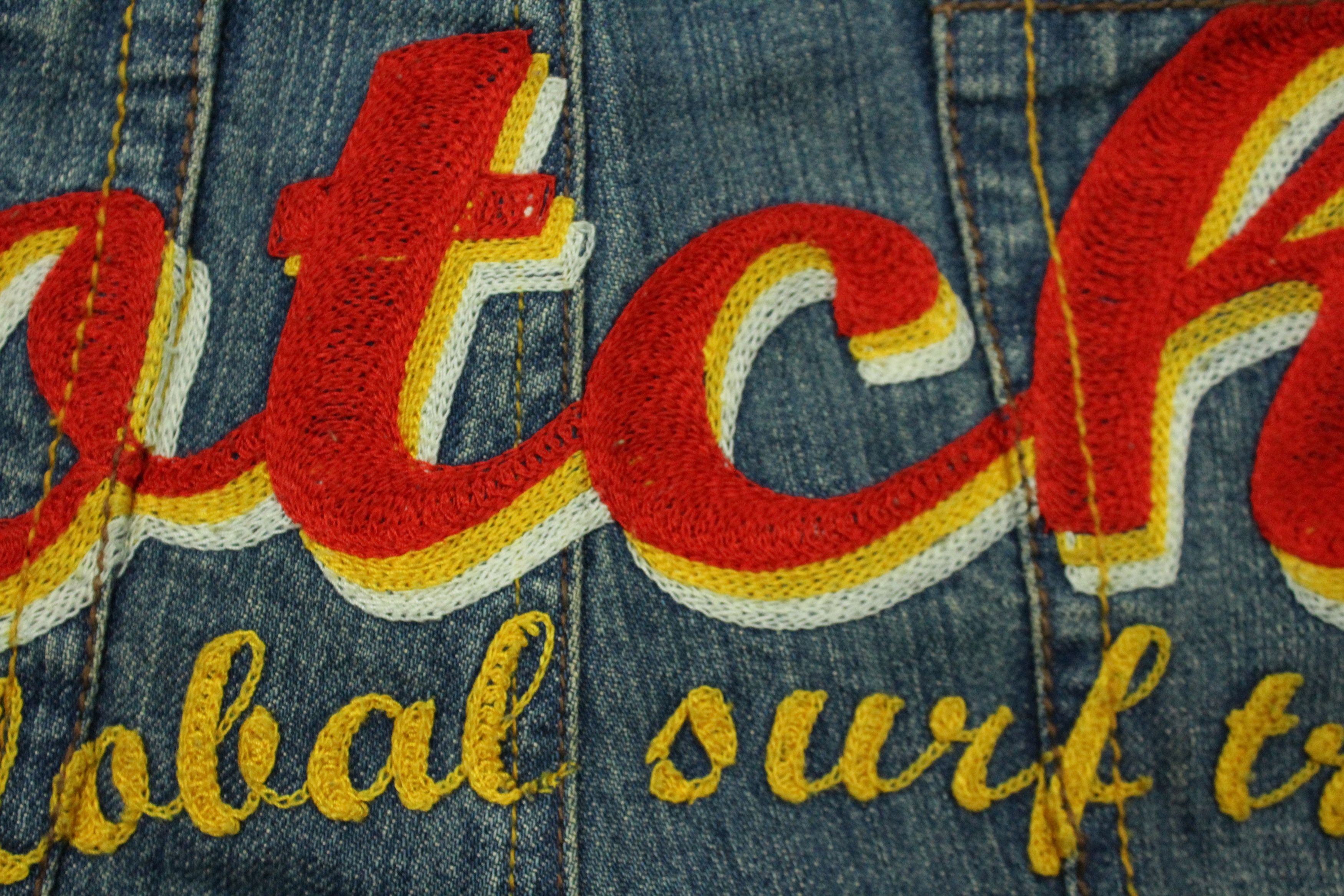 Ed Hardy × Gotcha × JNCO GOTCHA Pants Denim Embroidered Big Logo Surf Style Size US 35 - 15 Thumbnail